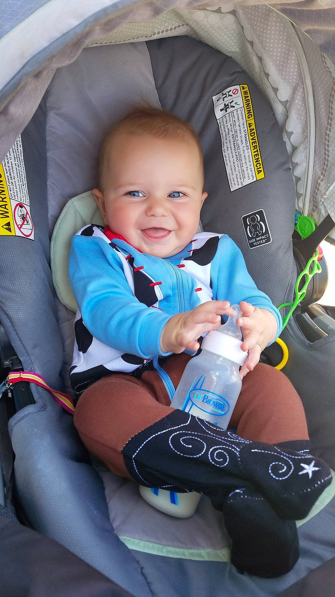 Beckett joined the competition — help win amazing prizes! baby_carriage, baby_products, car, car_seat, child, fun, infant, joy, lap, person, product, sitting, toddler, vehicle