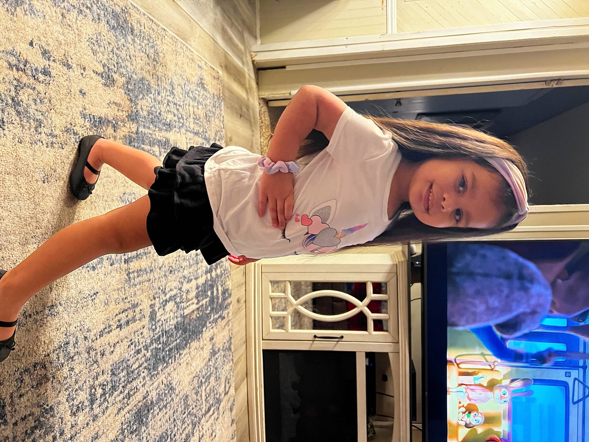 Natalie joined the competition — help win amazing prizes! blond, child, eyewear, flash_photography, fun, happy, home_appliance, human_leg, joy, leg, leisure, person, room, shorts, sitting, t_shirt, television, television_set, thigh, tree