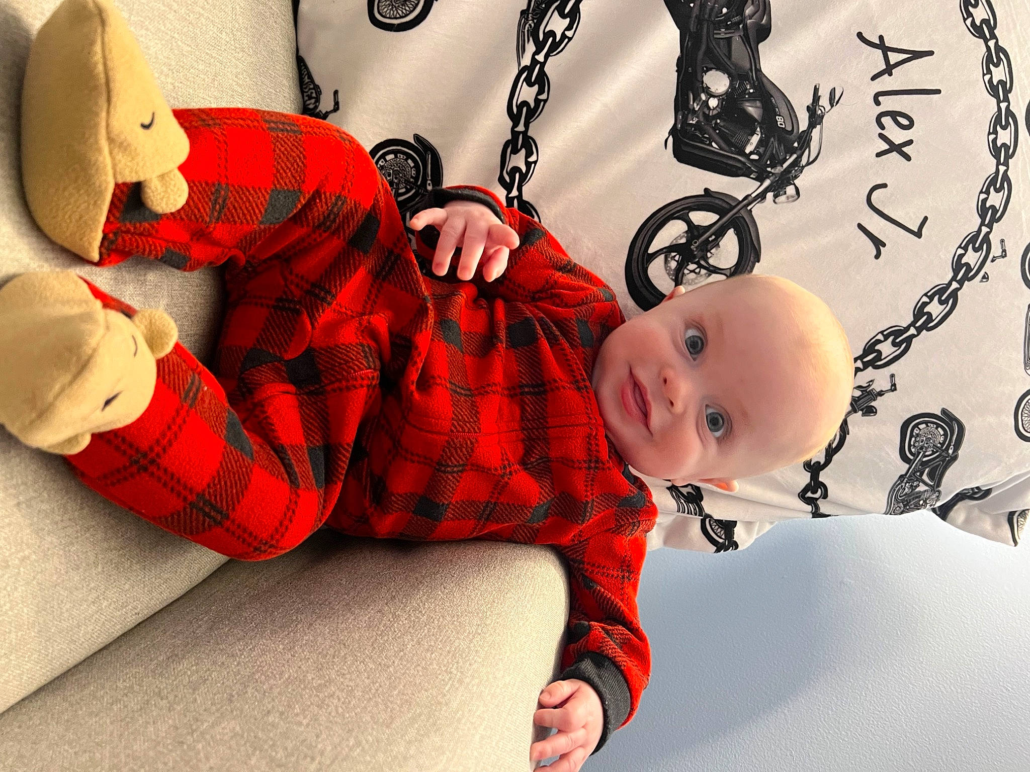 Alex joined the competition — help win amazing prizes! art, baby, baby_products, baby_toddler_clothing, carmine, child, comfort, facial_expression, fashion_accessory, fun, happy, illustration, pattern, person, plaid, room, sitting, sock, tartan, toddler