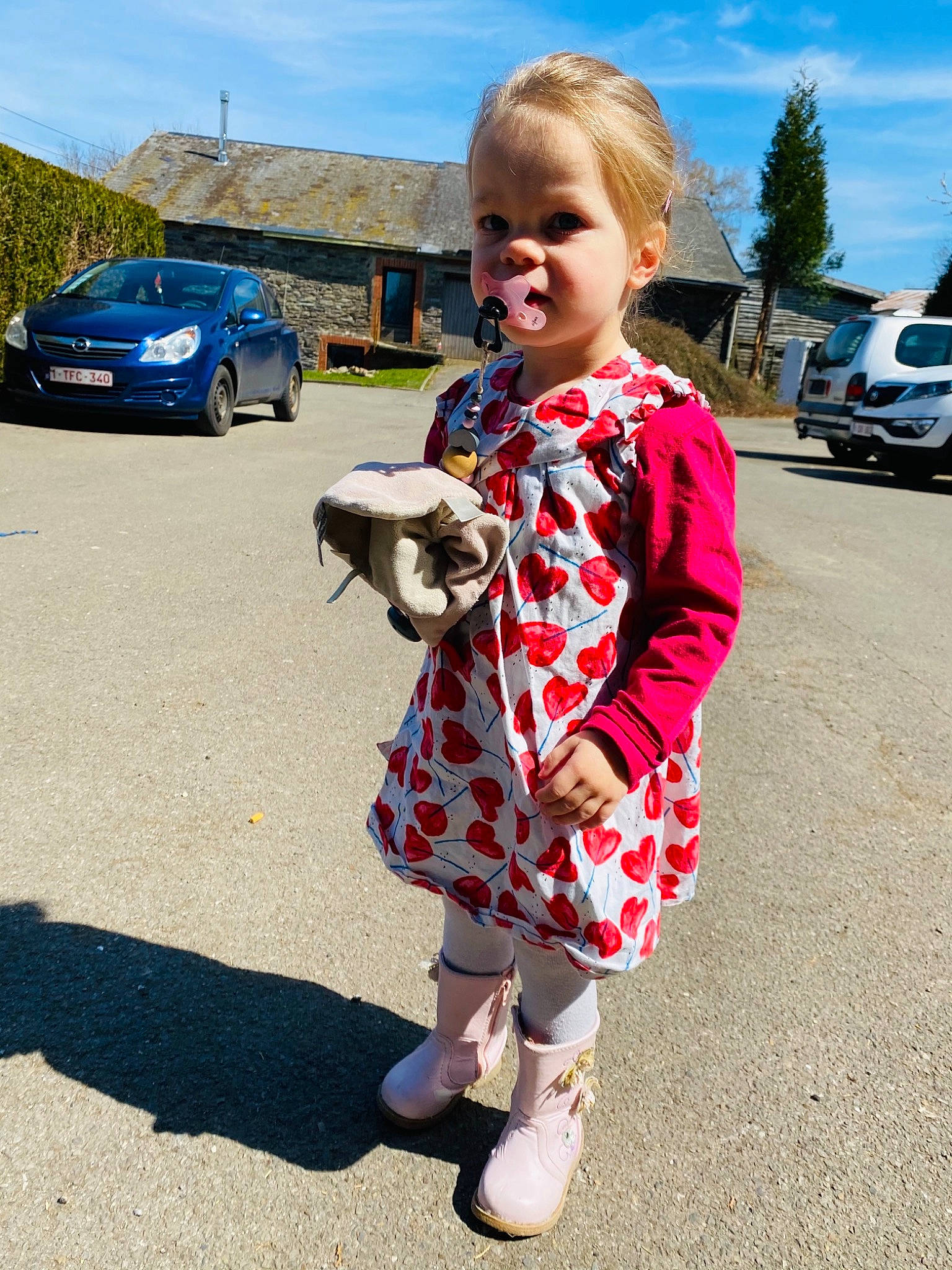 Eléanore participe au concours pour gagner de l'argent avec cette photo : asphalt, automotive_tire, bumper, car, cloud, grass, leisure, motor_vehicle, person, plant, sky, sleeve, smile, street_fashion, tire, toddler, toy, travel, vehicle, vehicle_door