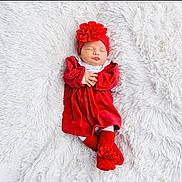 Liyanah participe au concours pour gagner de l'argent avec cette photo : adorable, baby, child, cozy, cute, headband, indoors, infant, lying_down, newborn, peaceful, portrait, red_dress, resting, sleeping, small_hands, socks, soft_texture, warm_clothing, white_blanket
