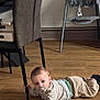 Eden participe au concours pour gagner de l'argent avec cette photo : baby, floor, pacifier, chair_leg, wooden_floor, indoor, high_chair, clothing, person, infant, holding, furniture, baby_wear, crawling, child, living_room, home, curious, casual, toddler