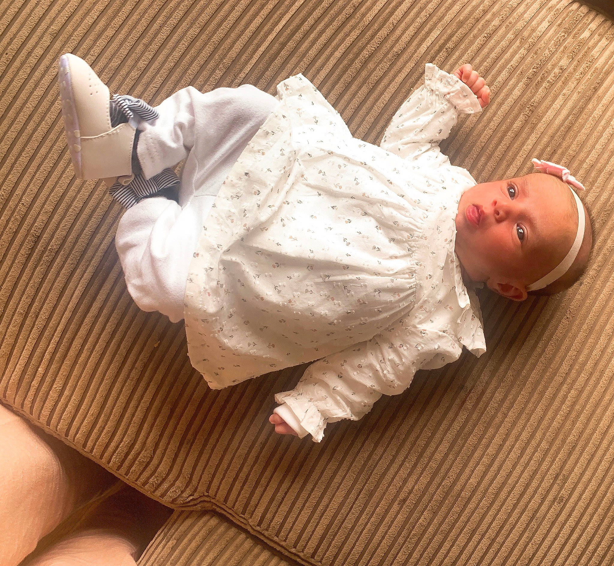 Fatima is registered to the contest to win money with this photo: baby, baby_sleeping, child, comfort, finger, floor, flooring, hand, leg, person, toddler