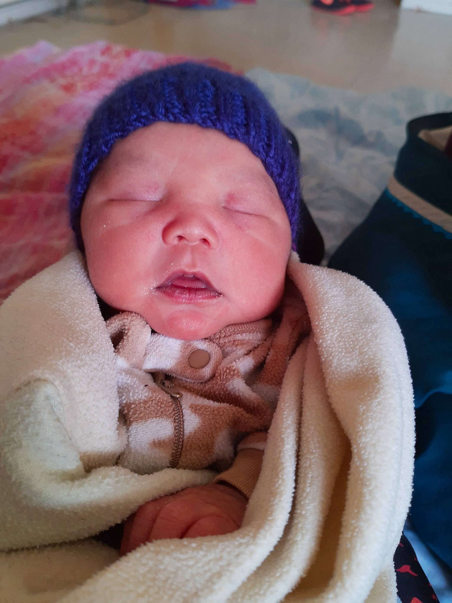 Isa joined the competition — help win amazing prizes! baby, baby_products, baby_sleeping, baby_toddler_clothing, beanie, cap, cheek, child, chin, comfort, face, fur, headwear, knit_cap, linens, lip, person, product, skin, textile