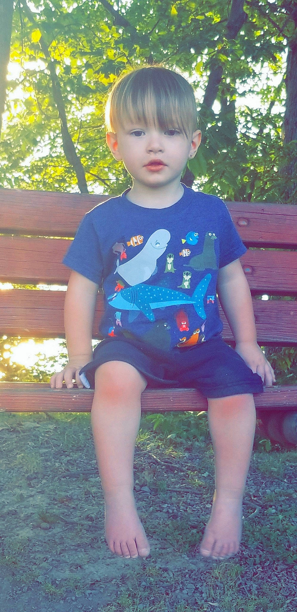 Skyler is registered to the contest to win money with this photo: baby_toddler_clothing, child, clothing, electric_blue, grass, leg, person, play, sitting, smile, summer, t_shirt, toddler