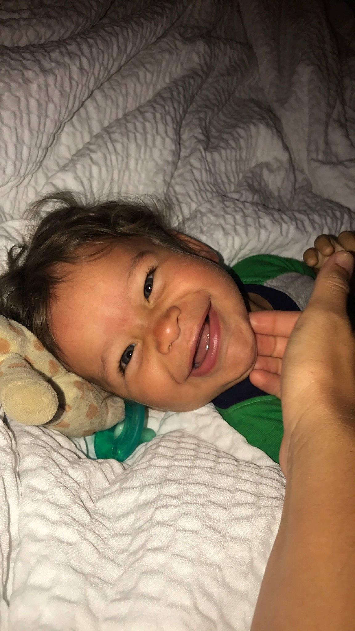 Corbyn is registered to the contest to win money with this photo: baby, bedtime, cheek, child, eye, face, finger, forehead, head, joy, lip, mouth, nose, person, skin, smile, toddler