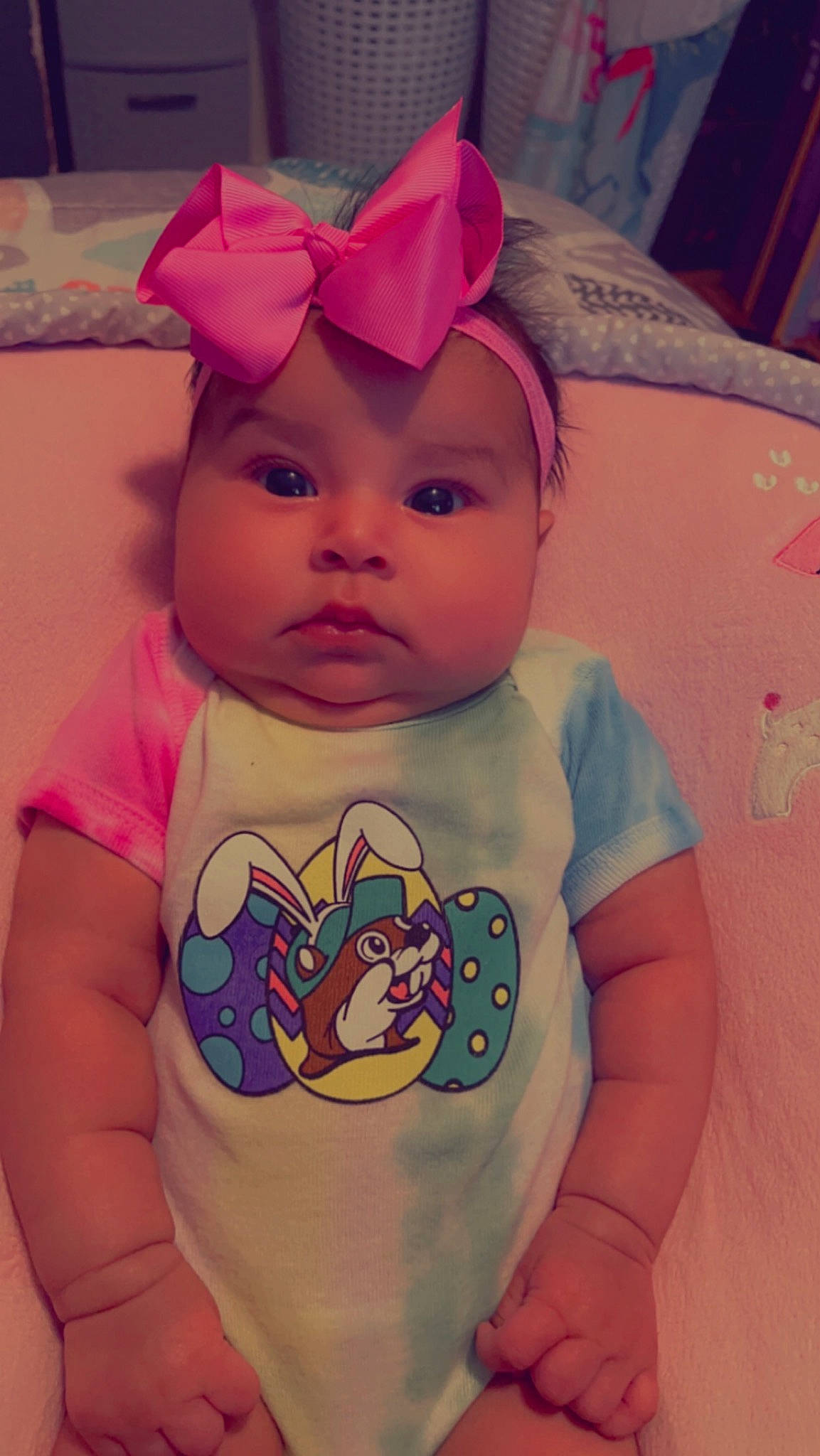 Carly is registered to the contest to win money with this photo: baby_toddler_clothing, cheek, chin, ear, eye, eyebrow, eyelash, face, forehead, happy, head, headwear, human_body, lip, mouth, neck, nose, person, pink, skin