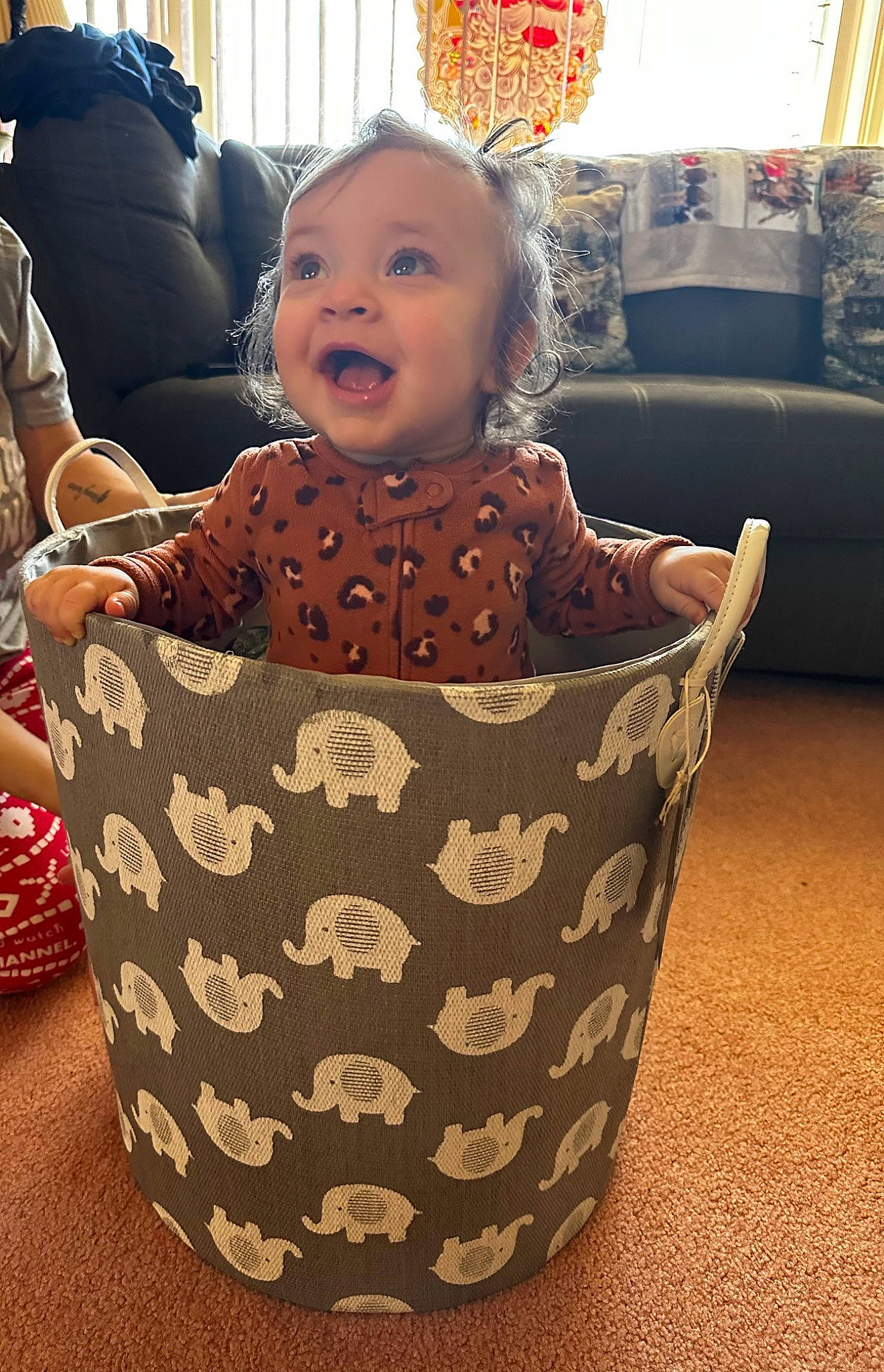 Giulia joined the competition — help win amazing prizes! baby, baby_products, baby_safety, basket, child, comfort, couch, floor, flooring, fun, happy, head, leisure, living_room, pattern, person, room, sitting, smile, toddler