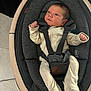 Brayden joined the competition — help win amazing prizes! baby, infant, baby_rocker, onesie, straps, face, head, looking_up, cozy, cushion, wooden_frame, floor, tile_floor, baby_clothing, newborn, child, indoor, soft_lighting, baby_boy, baby_girl