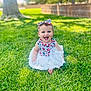 Ivy Grace joined the competition — help win amazing prizes! baby, child, grass, outdoor, smiling, happy, headband, dress, skirt, greenery, sunlight, nature, cute, toddler, sitting, portrait, summer, playful, person, bright