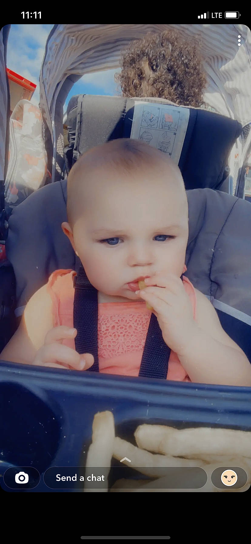 Adelynn is registered to the contest to win money with this photo: arm, baby, baby_carriage, baby_toddler_clothing, car_seat, cheek, child, cool, eyelash, finger, hand, happy, lip, mouth, nail, person, product, skin, snapshot, thumb