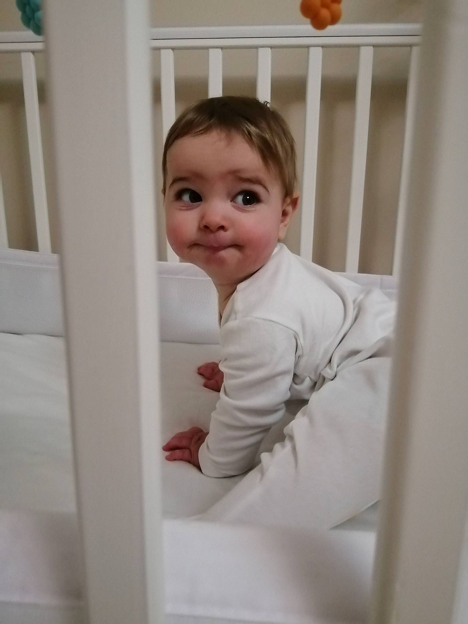 Chester is registered to the contest to win money with this photo: baby, baby_products, baby_safety, baby_toddler_clothing, chair, child, comfort, door, flooring, home_door, linens, person, room, sleeve, stairs, toddler, window, wood