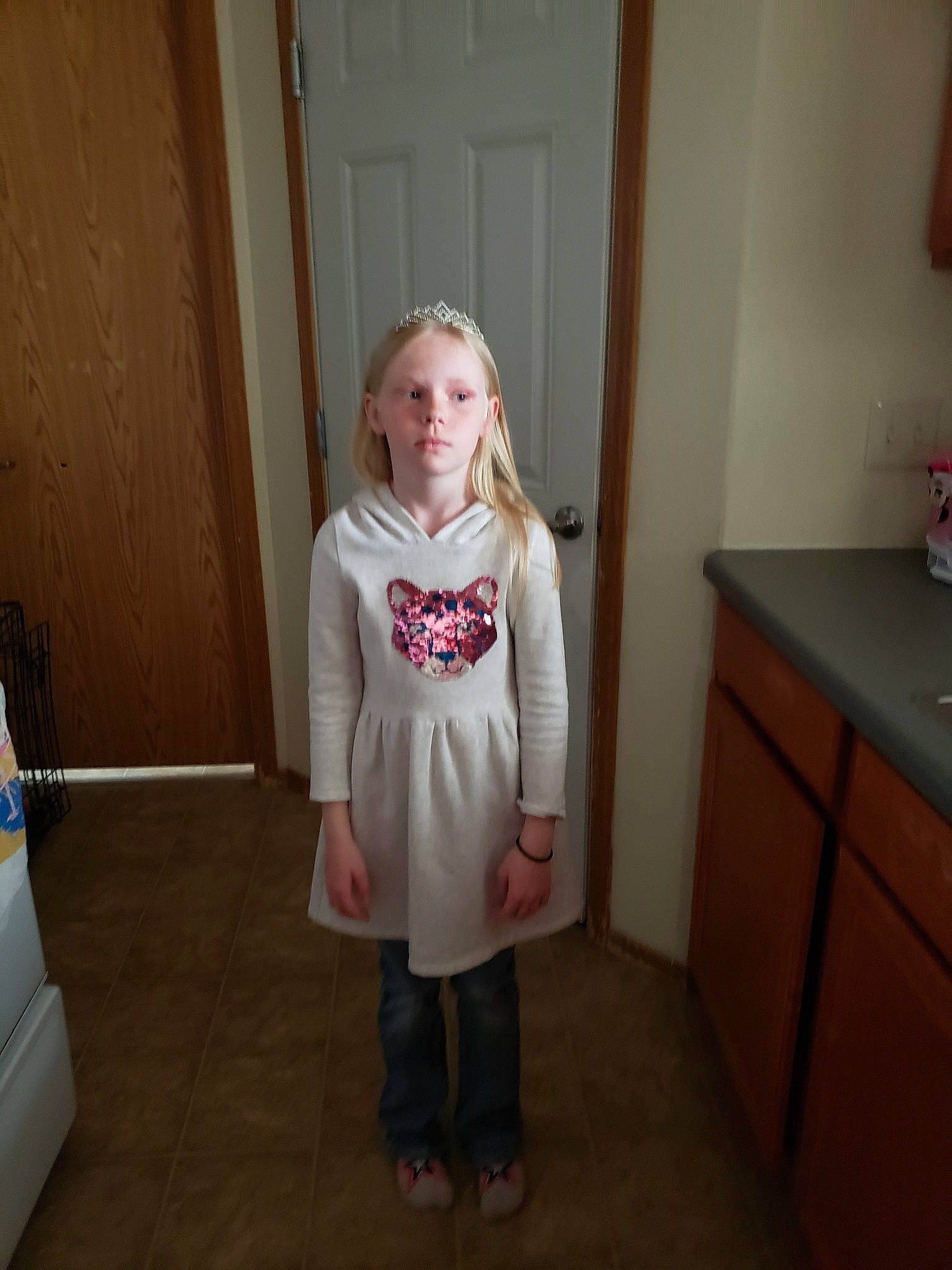 Jazmin joined the competition — help win amazing prizes! child, dress, joint, knee, leg, outerwear, person, room, shoulder, standing, toddler, trunk