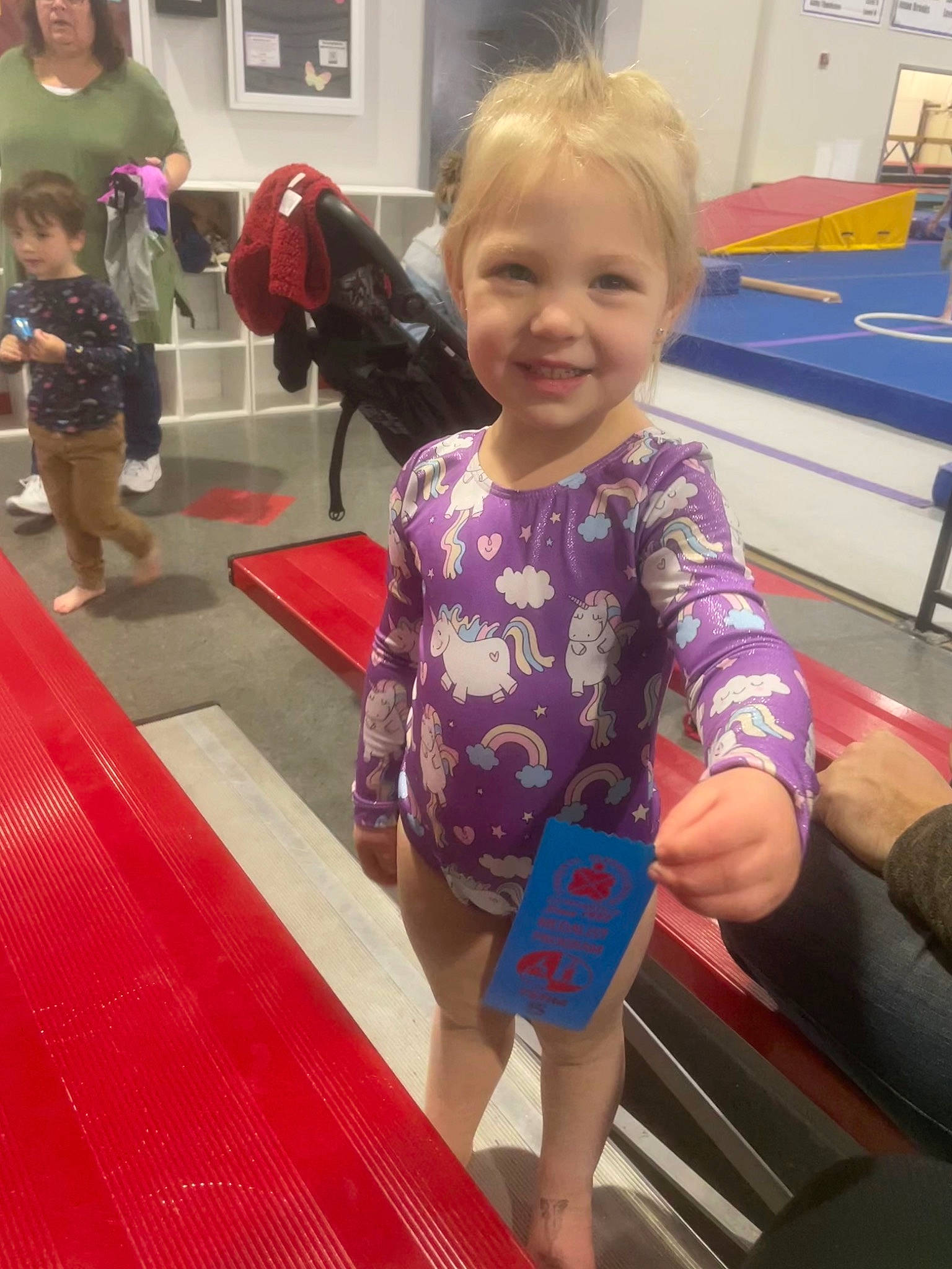Mckenna joined the competition — help win amazing prizes! arm, child, finger, fun, hand, happy, head, headwear, joint, joy, leisure, magenta, person, purple, shorts, shoulder, skin, smile, standing, t_shirt