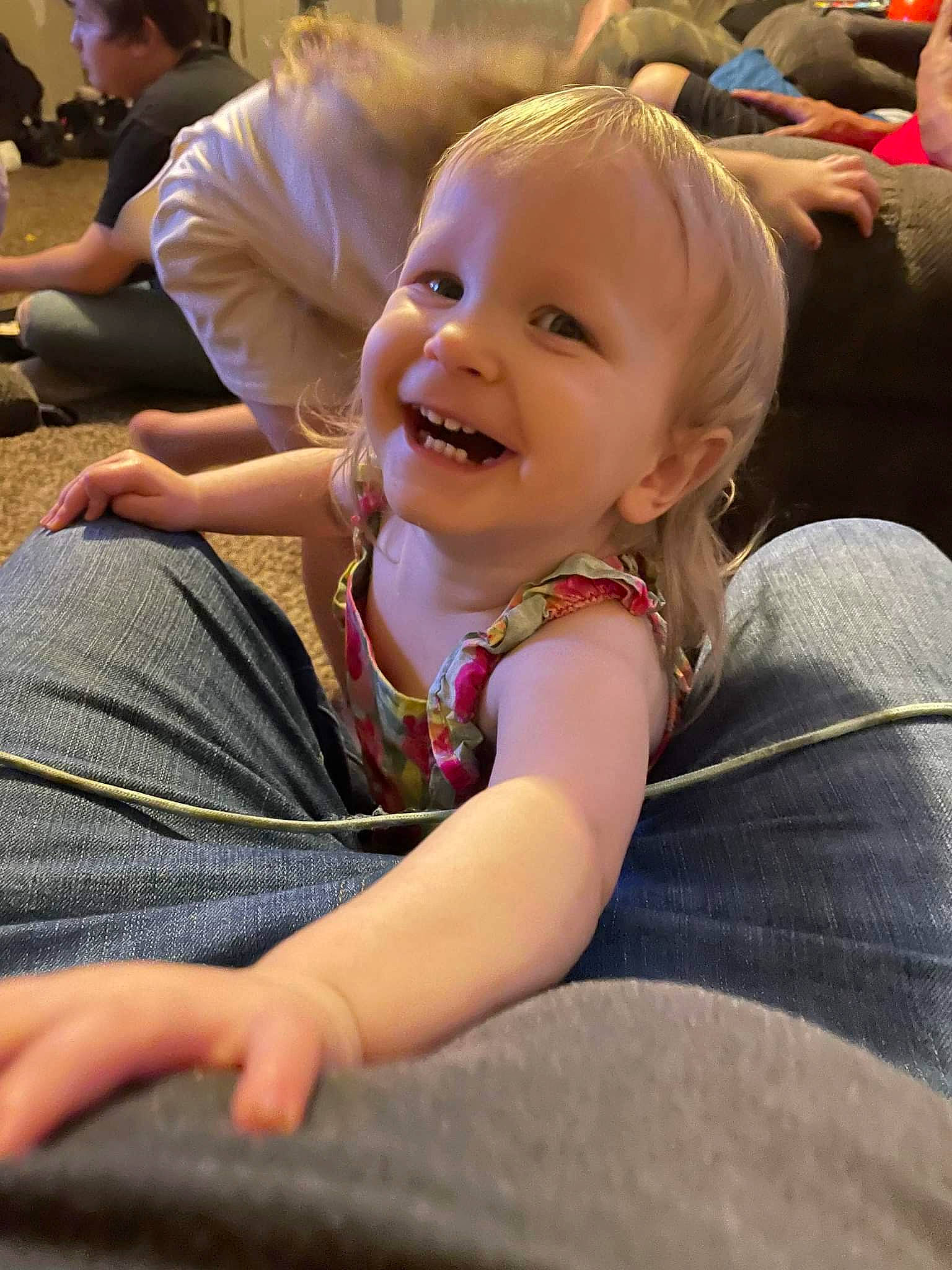 Arayah joined the competition — help win amazing prizes! arm, child, event, finger, fun, gesture, hair, hairstyle, happy, head, joy, lap, leisure, person, recreation, shoulder, sitting, skin, smile, t_shirt