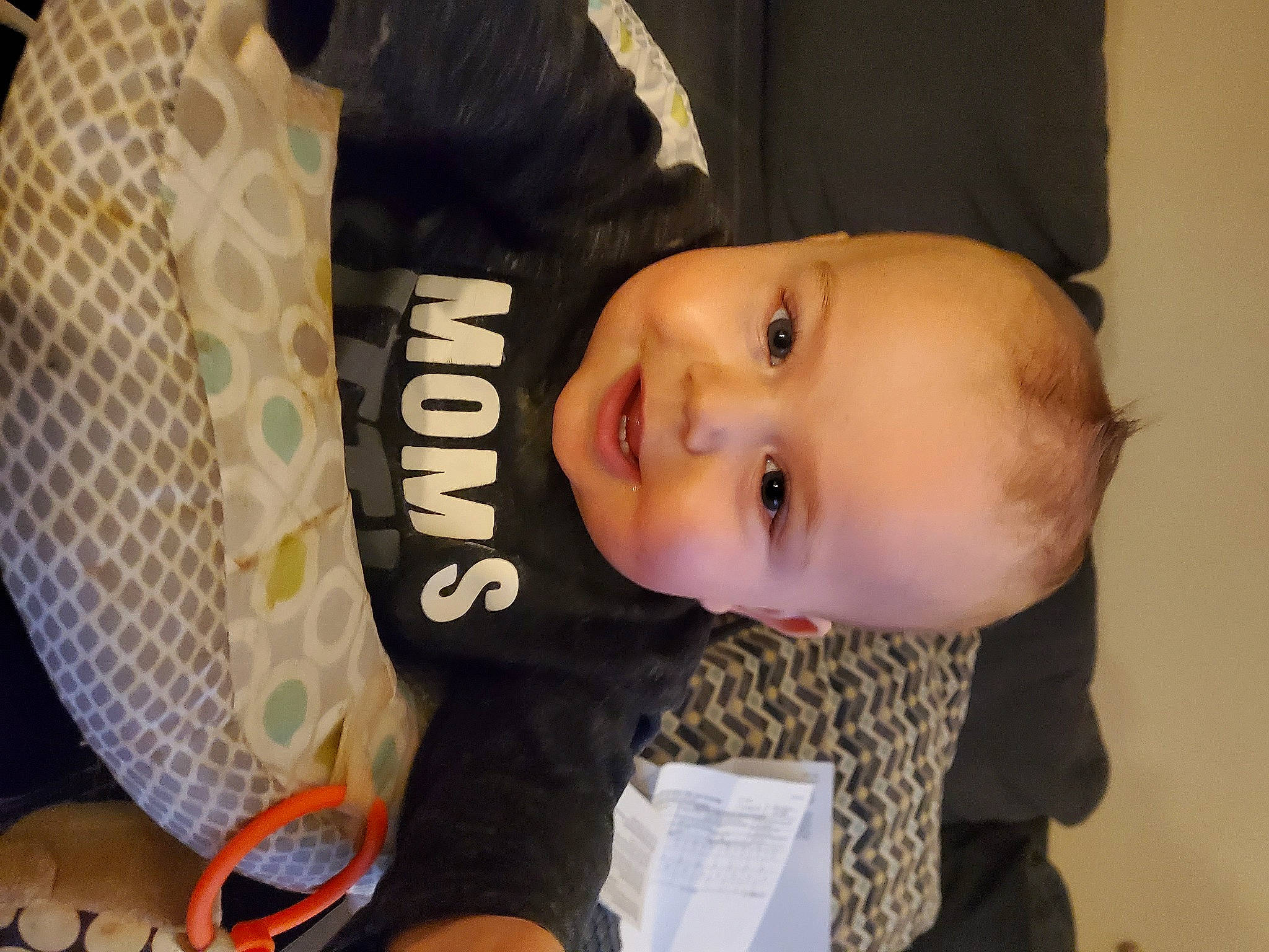 Kashtyn joined the competition — help win amazing prizes! baby, baby_carriage, baby_laughing, baby_products, baby_toddler_clothing, cheek, child, comfort, fashion_accessory, fun, happy, iris, joy, laugh, person, room, sitting, sleeve, smile, textile