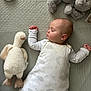 Elliot joined the competition — help win amazing prizes! baby, sleeping, plush_toy, duck, bunny, blanket, infant, child, cozy, soft_toys, cute, resting, peaceful, indoors, laying_down, child_sleeping, knitted_blanket, baby_garment, toddler, stuffed_animal