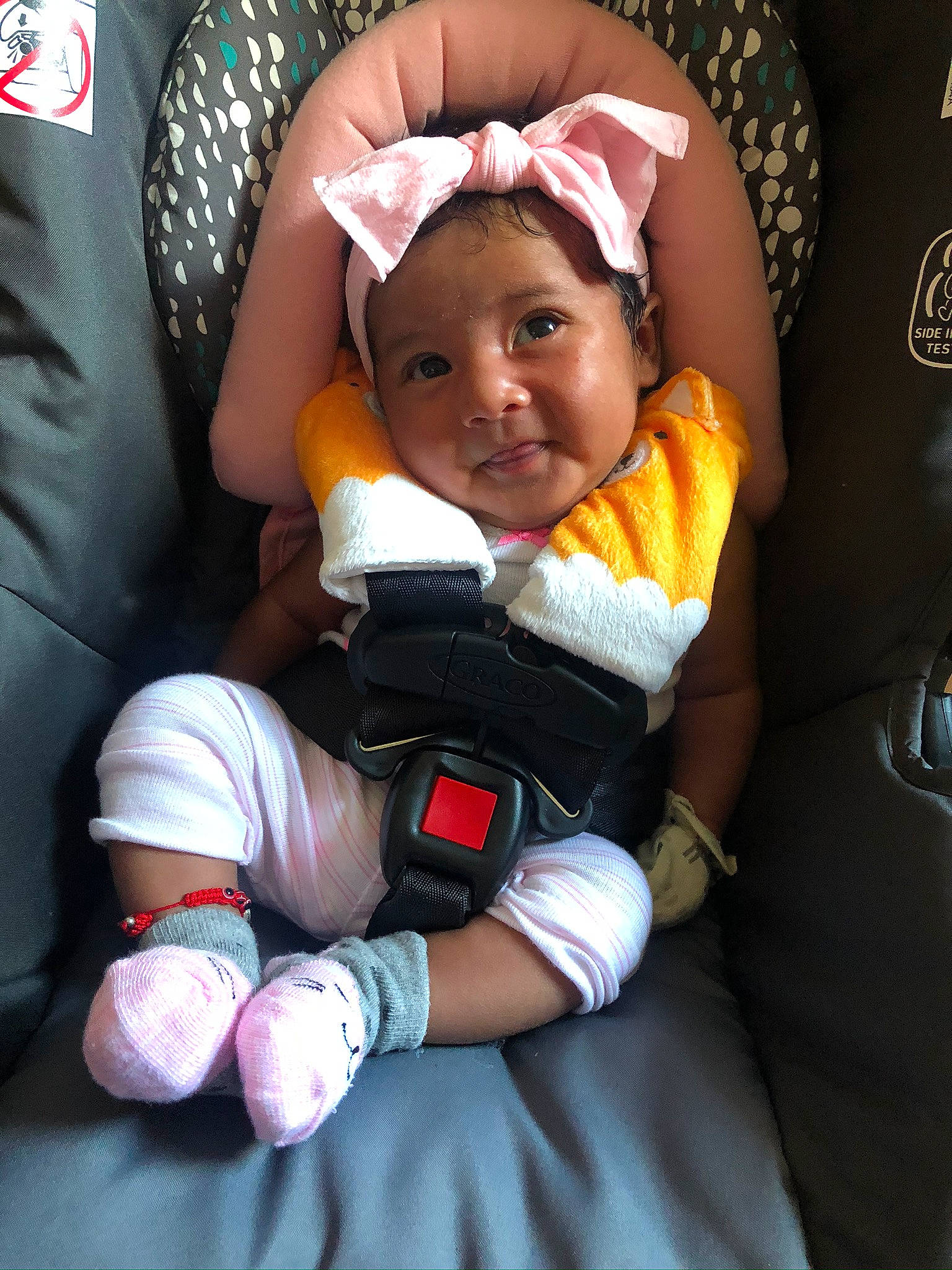 Jacqueline joined the competition — help win amazing prizes! baby, baby_carriage, baby_in_car_seat, baby_products, baby_safety, baby_toddler_clothing, car_seat, cheek, child, comfort, face, finger, hand, human_leg, lap, nail, person, seat_belt, thigh, thumb