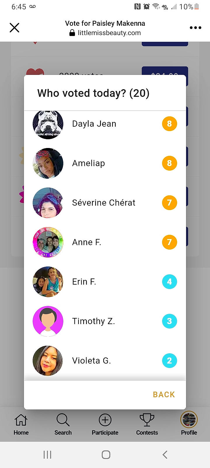 Paisley Makenna is registered to the contest to win money with this photo: advertising, circle, communication_device, computer_icon, font, gadget, happy, headwear, joy, magenta, material_property, media, multimedia, number, person, portable_communications_device, screenshot, software, web_page