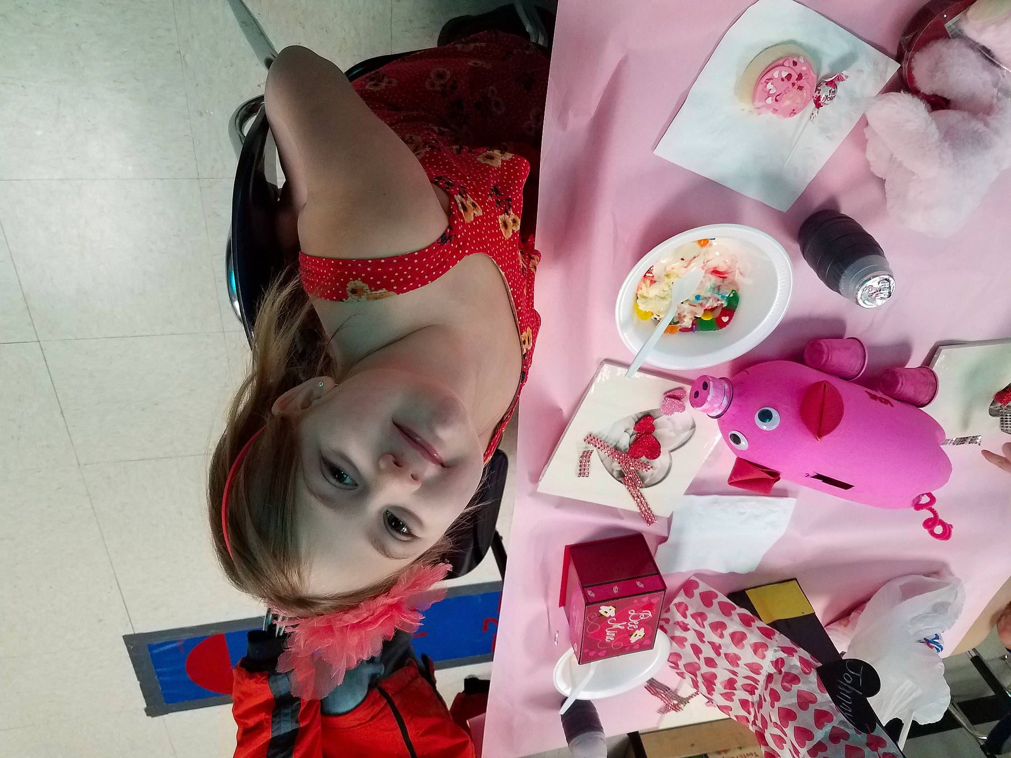 Adrian is registered to the contest to win money with this photo: bangs, carmine, child, costume, drinkware, eyelash, eyewear, fashion_accessory, fun, happy, human_leg, joy, magenta, pattern, person, petal, pink, skin, smile, sweetness