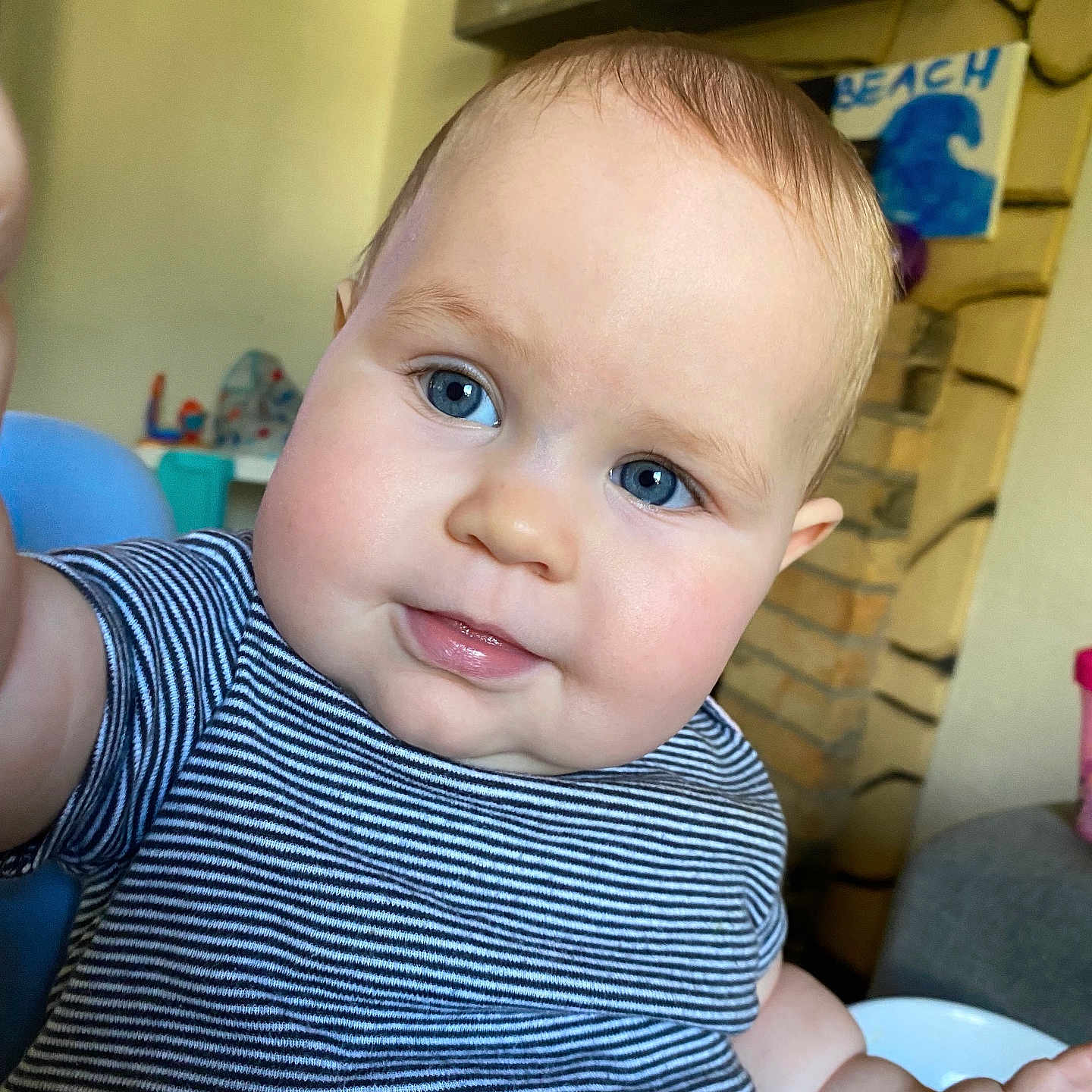 Hailey joined the competition — help win amazing prizes! architecture, baby, bodypart, building, clothing, cutlery, face, finger, furniture, hand, happy, head, indoors, person, photography, portrait, selfie, smile, spoon, t_shirt