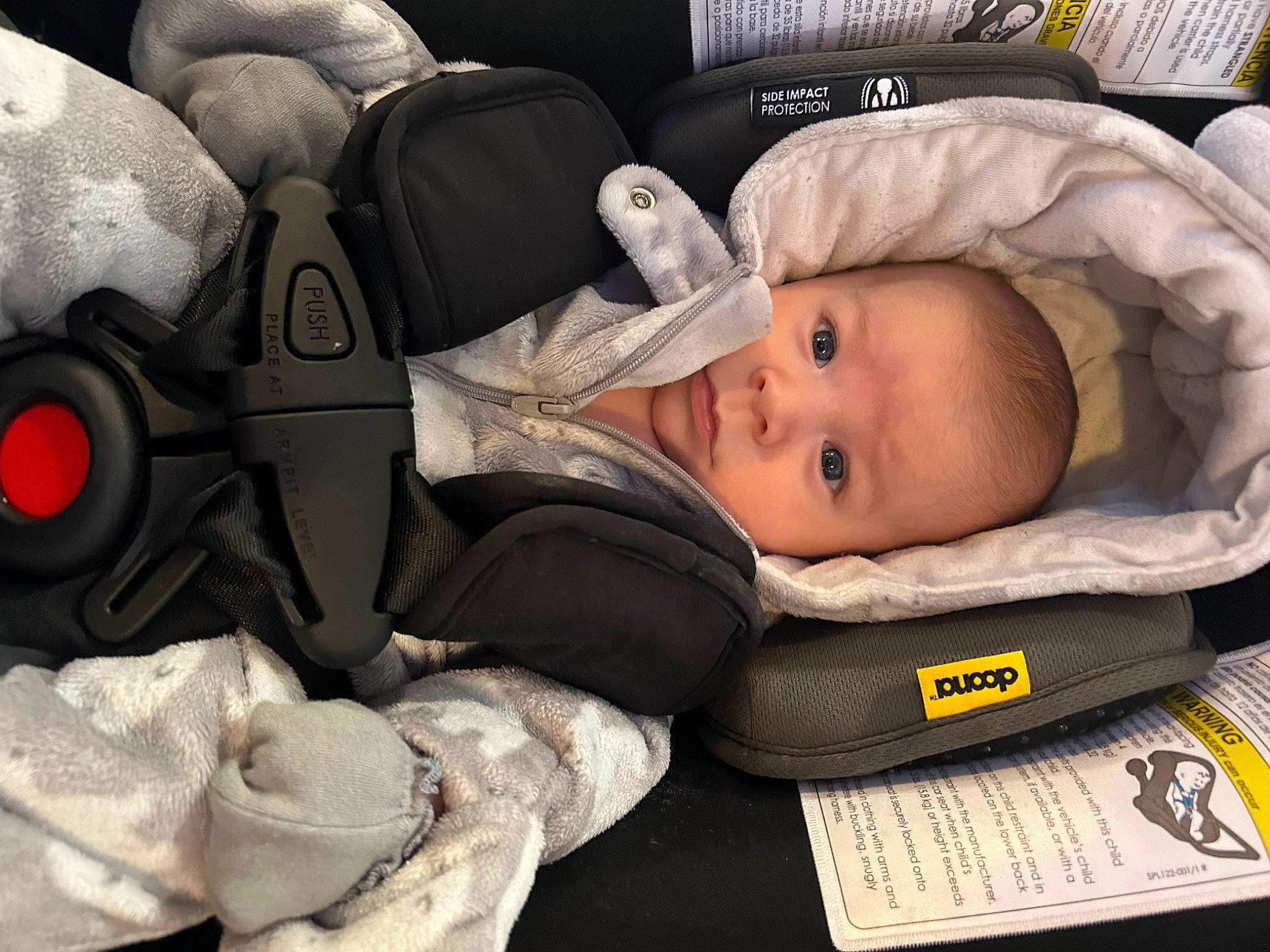 Hassan is registered to the contest to win money with this photo: auto_part, automotive_design, baby, baby_carriage, baby_in_car_seat, baby_products, baby_safety, baby_sleeping, baby_toddler_clothing, car_seat, carmine, cheek, child, comfort, motor_vehicle, person, product, sleep, steering_wheel, stuffed_toy