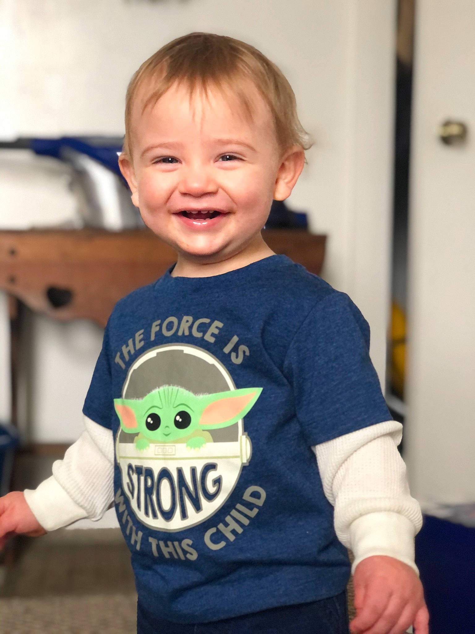Atticus is registered to the contest to win money with this photo: active_shirt, baby, baby_products, baby_toddler_clothing, cheek, child, cool, elbow, fictional_character, finger, humour, iris, joint, joy, laugh, long_sleeved_t_shirt, person, play, sleeve, toddler