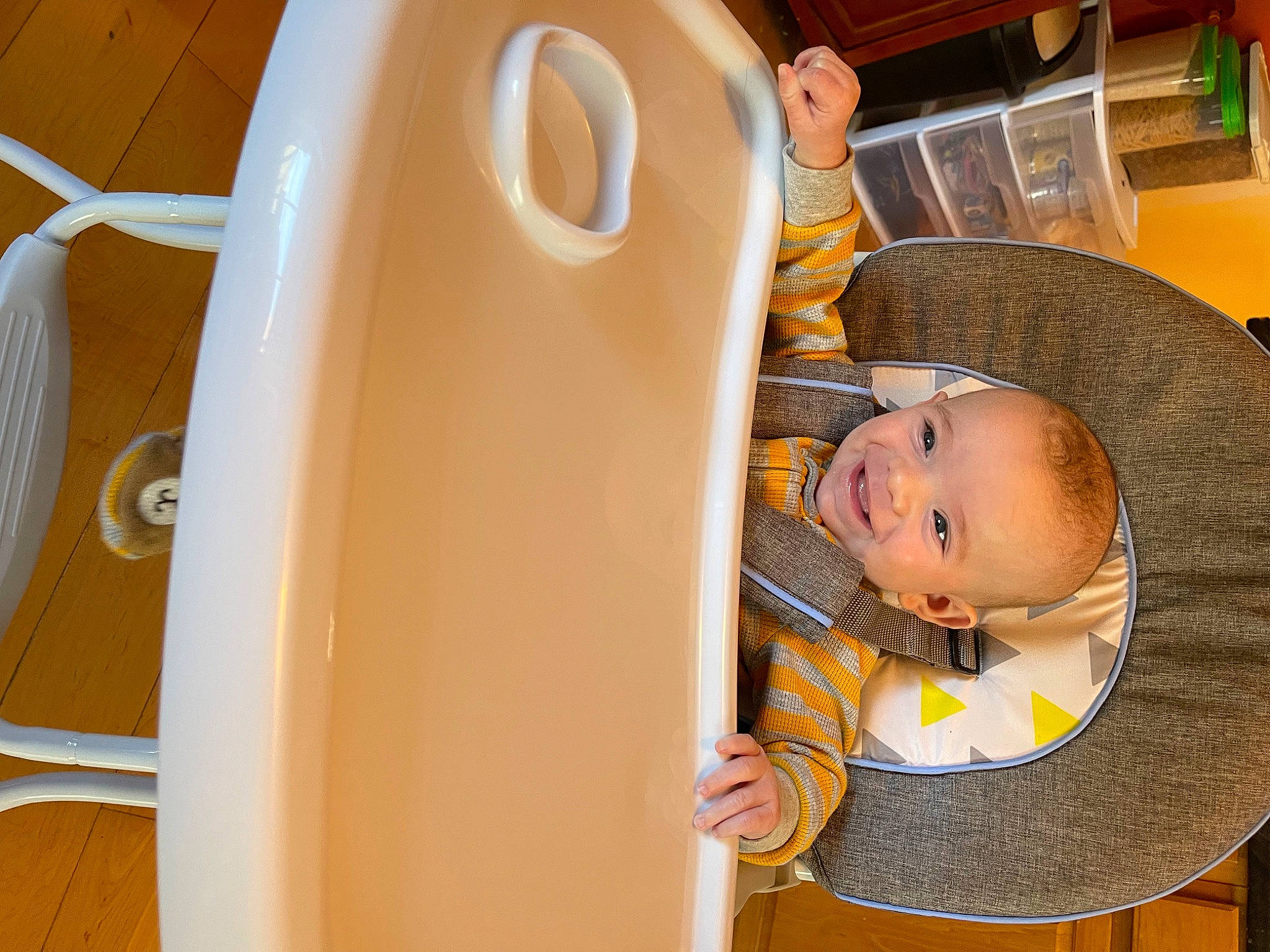 Logan joined the competition — help win amazing prizes! baby, baby_products, baby_safety, baby_toddler_clothing, chair, child, comfort, fun, happy, hat, joy, leisure, person, plastic, play, room, sitting, smile, toddler, vacation