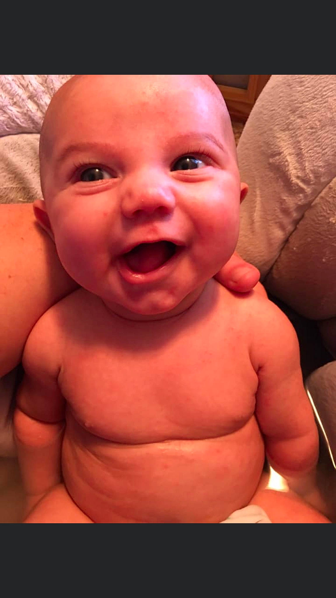 Landyn is registered to the contest to win money with this photo: baby, baby_making_funny_faces, cheek, child, chin, close_up, eyebrow, face, facial_expression, forehead, head, human, lip, mouth, muscle, neck, nose, person, skin, smile