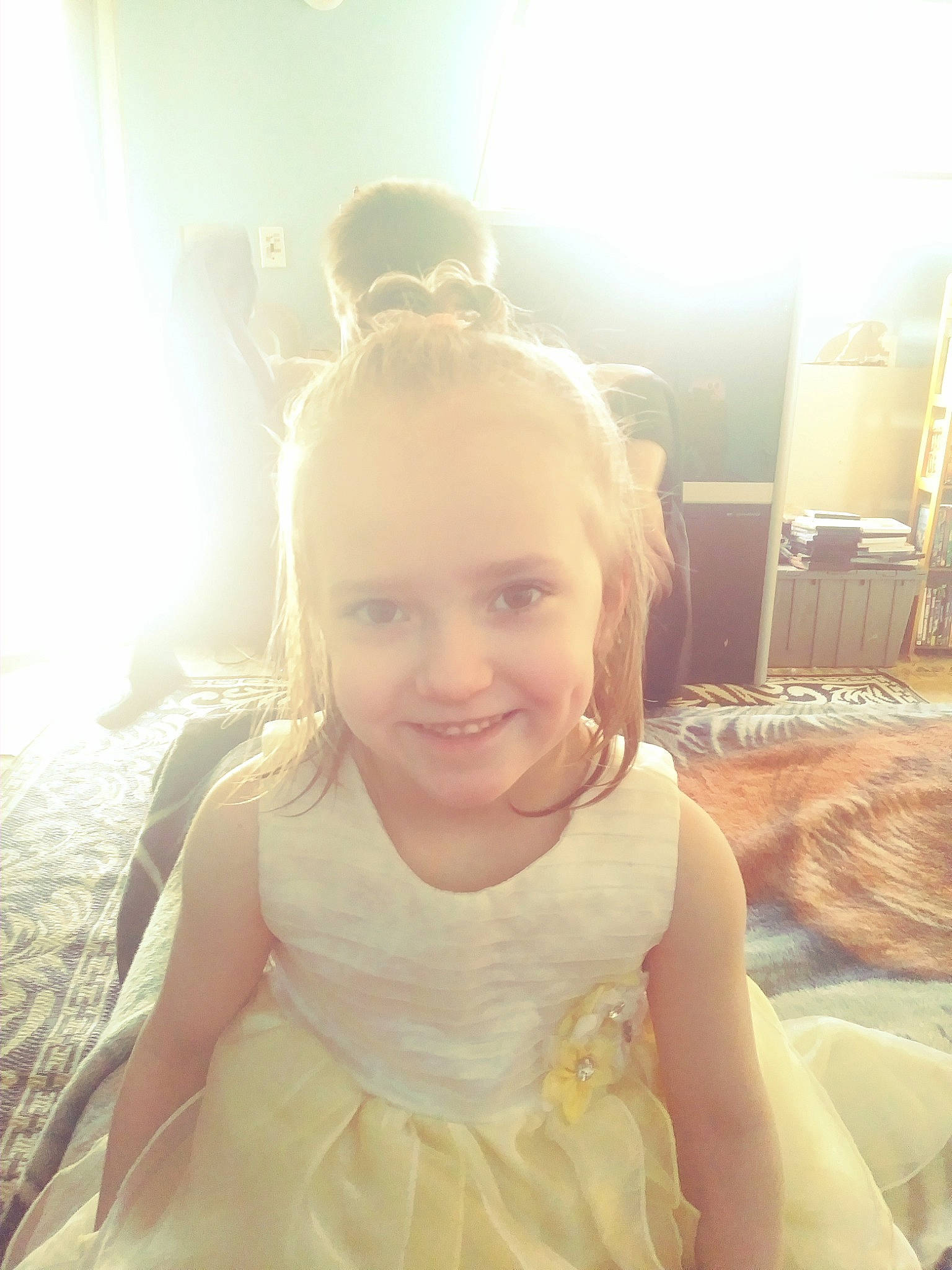 Lillyanna is registered to the contest to win money with this photo: backlighting, beauty, blond, child, dress, ear, face, fun, hair, hairstyle, happy, head, joy, light, long_hair, person, skin, smile, snapshot, summer