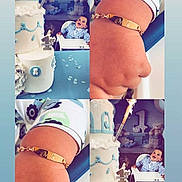 Mils a rejoint le concours — aidez-le/la à gagner de superbes lots ! baby, birthday, blue, bracelet, cake, celebration, child, close_up, confetti, decorations, first_birthday, gold, hand, high_chair, number_one, party, smiling, table, white, young_child