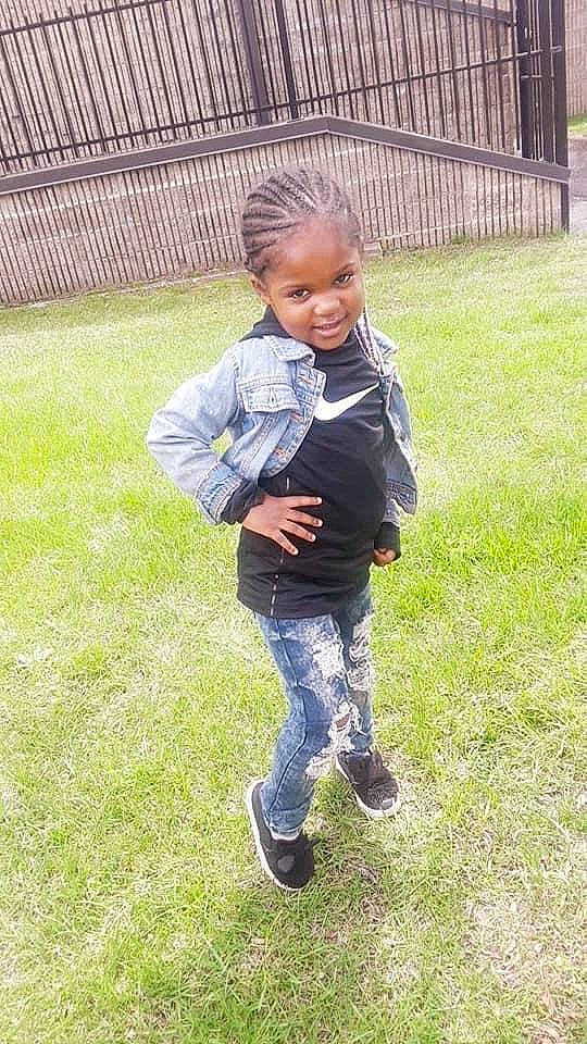 Amayah is registered to the contest to win money with this photo: baby, child, denim, footwear, grass, jacket, jeans, lawn, outerwear, person, plant, play, shoe, smile, toddler