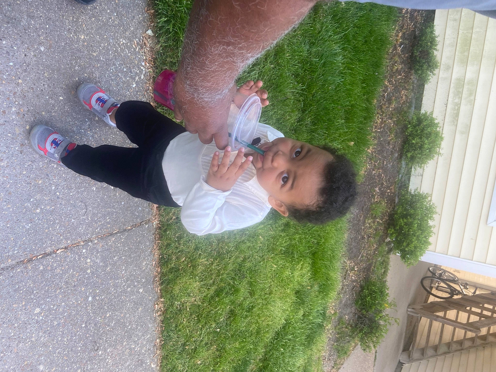 Nolan joined the competition — help win amazing prizes! asphalt, child, concrete, flooring, foot, fun, grass, green, happy, human_leg, knee, lawn, leisure, people_in_nature, person, plant, recreation, shadow, thigh, toddler