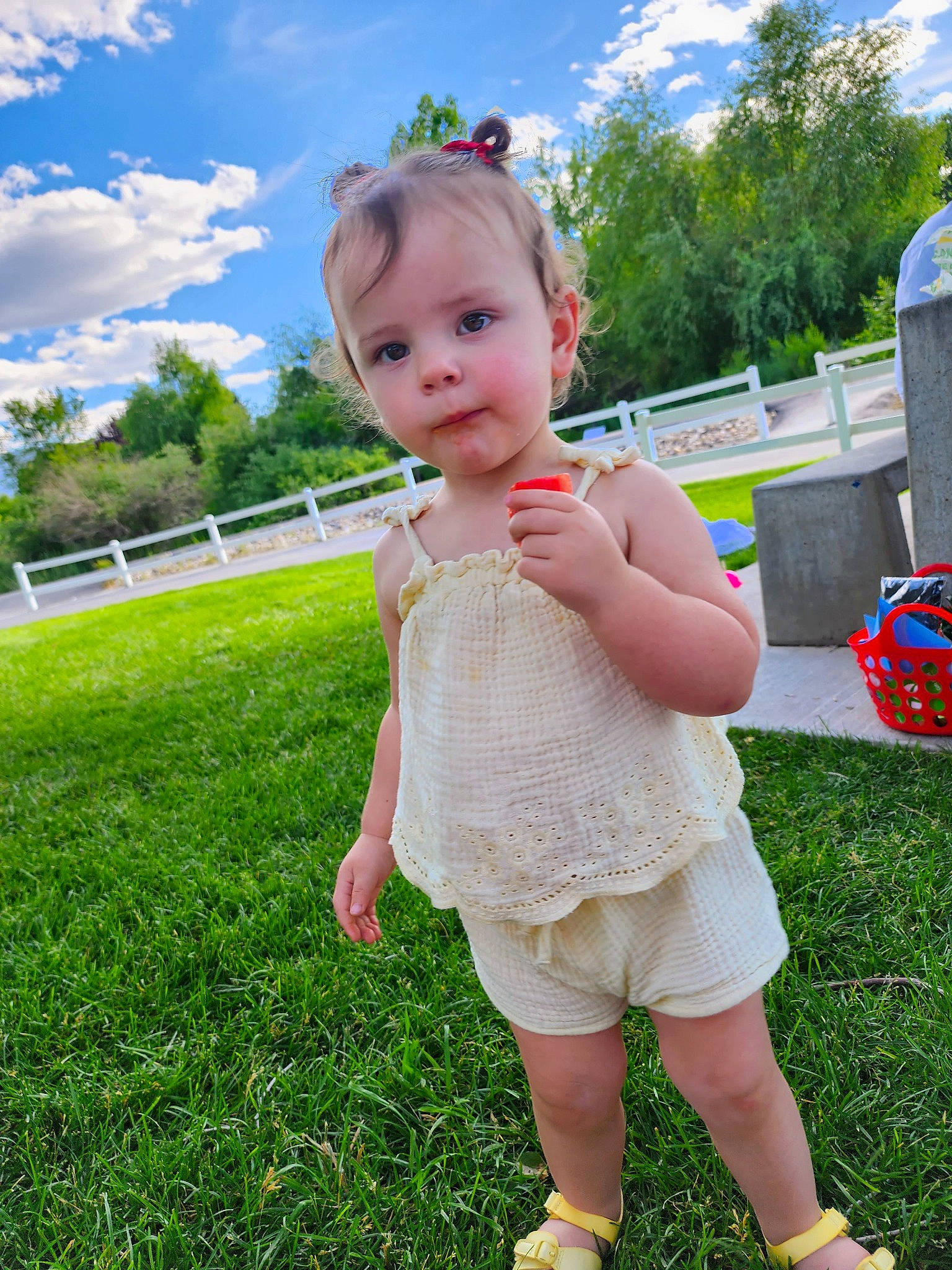 Emberlee joined the competition — help win amazing prizes! baby, baby_toddler_clothing, cloud, fun, grass, grass_family, grassland, hair, happy, lawn, leisure, people_in_nature, person, pink, plant, public_space, recreation, skin, sky, toddler