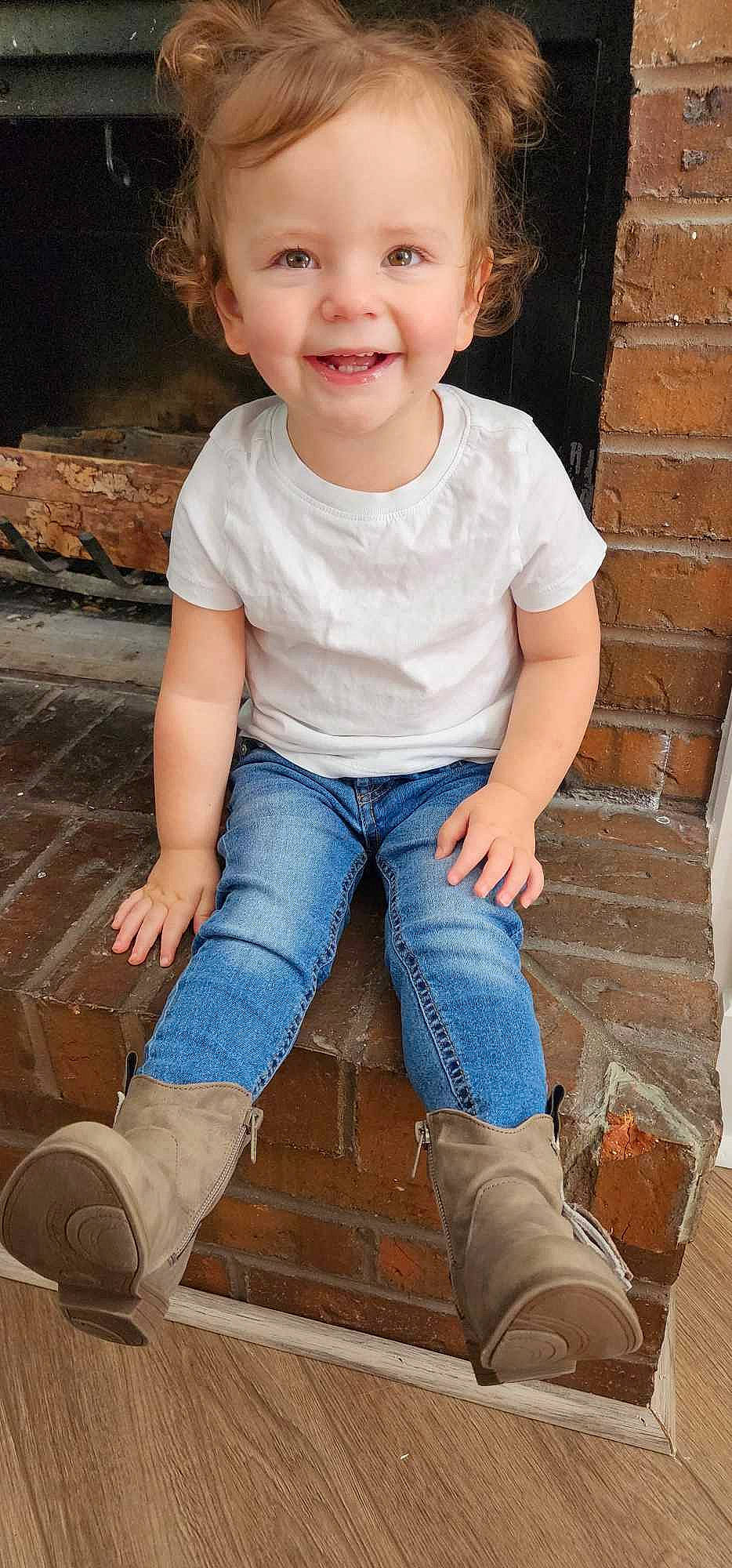 Emberlee joined the competition — help win amazing prizes! baby_toddler_clothing, beauty, blue, cheek, denim, face, happy, jeans, joy, knee, leg, lip, person, shoe, skin, sleeve, smile, t_shirt, thigh, toddler