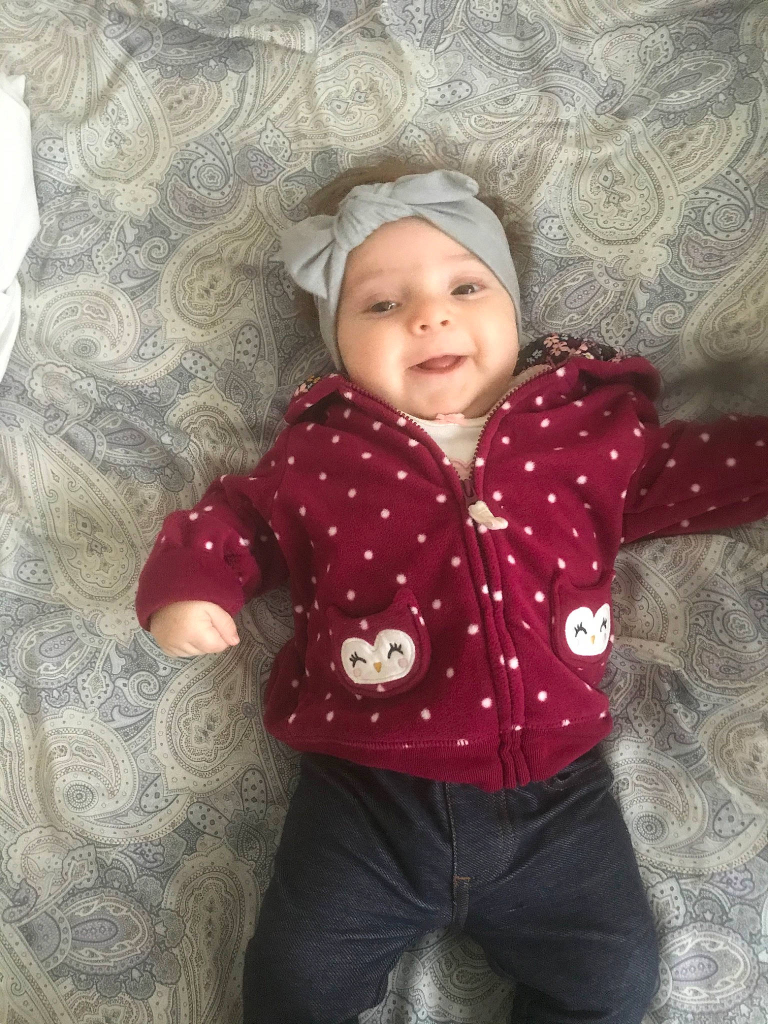 Isabella joined the competition — help win amazing prizes! baby, child, hoodie, outerwear, pattern, person, sleeve, smile, toddler, wool
