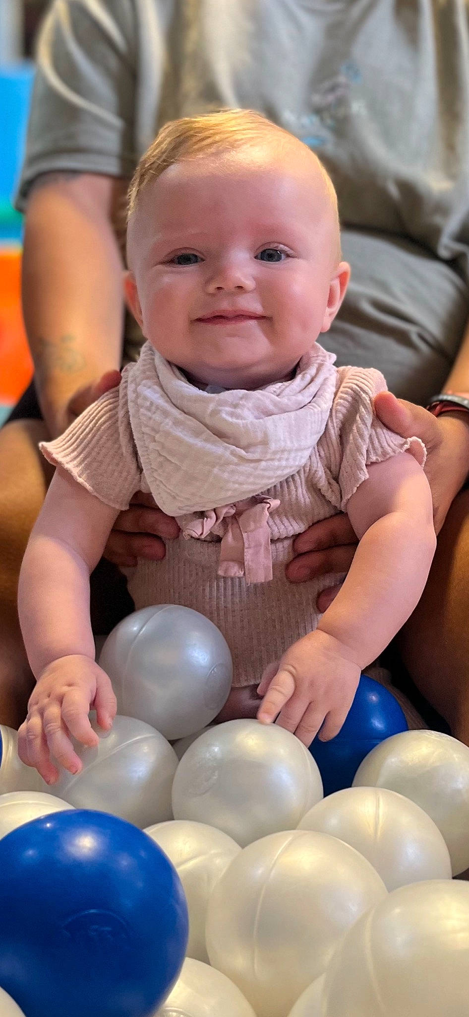 Maisie joined the competition — help win amazing prizes! baby, baby_toddler_clothing, balloon, blue, cheek, child, face, facial_expression, finger, fun, happy, iris, joy, organ, person, photograph, pink, skin, smile, toddler