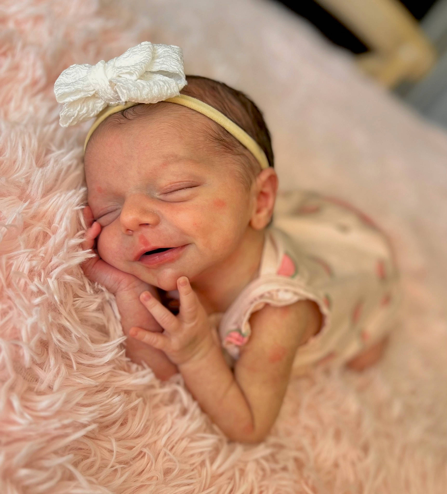 Kinley joined the competition — help win amazing prizes! baby, baby_toddler_clothing, blond, cheek, chin, comfort, eyebrow, finger, fun, gesture, grass, hairstyle, happy, headpiece, iris, lip, mouth, person, skin, smile