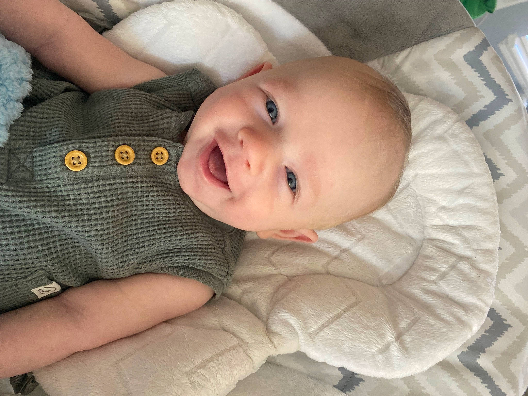 Caden joined the competition — help win amazing prizes! baby, baby_laughing, baby_products, baby_safety, baby_toddler_clothing, cheek, child, comfort, grass, happy, iris, laugh, lip, nose, pattern, person, sitting, skin, sleeve, smile