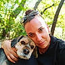 Marley a rejoint le concours — aidez-le/la à gagner de superbes lots ! woman, dog, selfie, outdoor, forest, trees, greenery, nature, portrait, animal, pet, companion, casual, sunlight, relaxing, closeup, affection, face, human, leisure