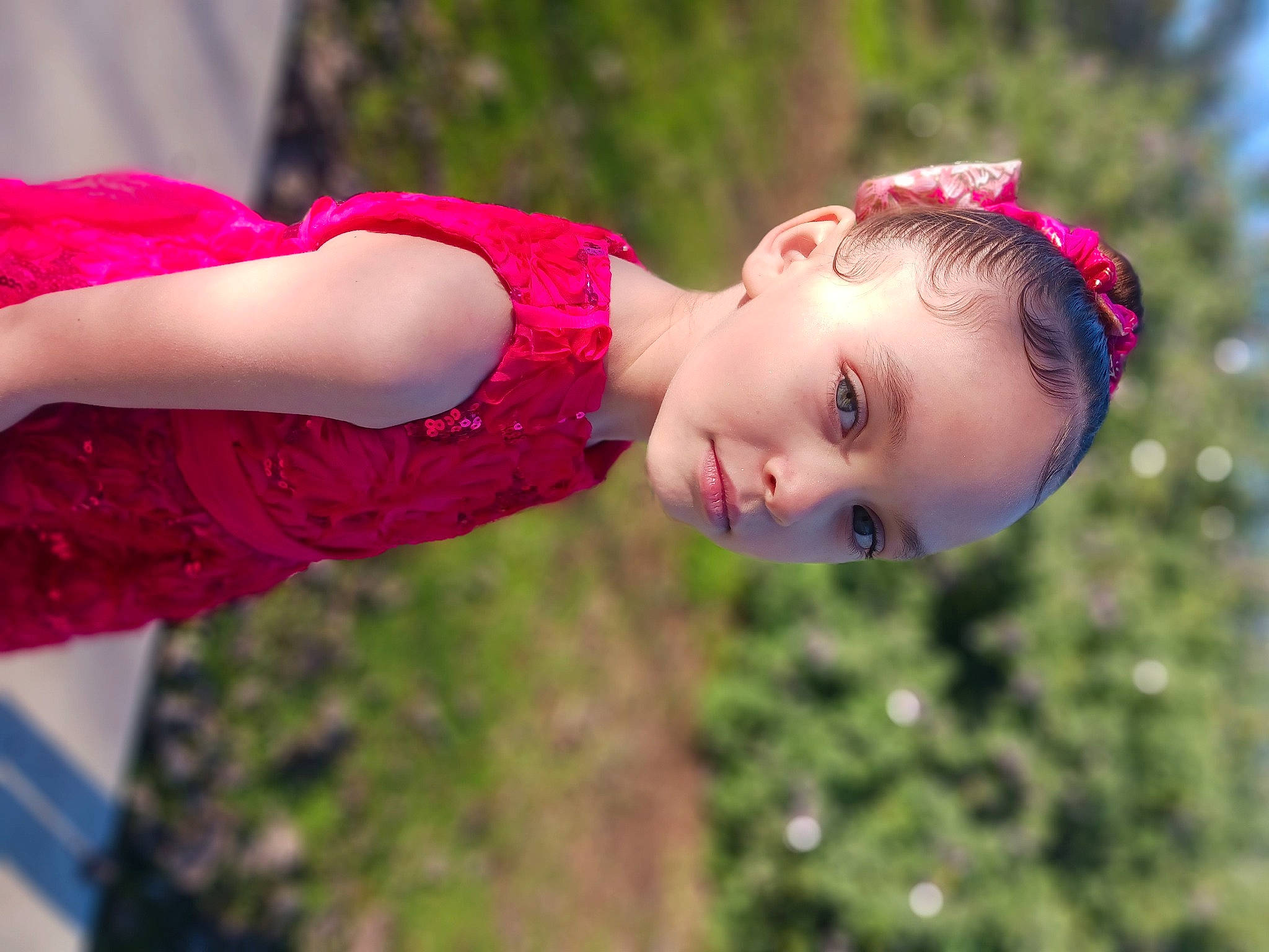 Sophiah is registered to the contest to win money with this photo: child, day_dress, fashion_accessory, flash_photography, fun, grass, grass_family, grassland, happy, leisure, lip, magenta, pattern, people_in_nature, person, pink, skin, sky, sleeve, smile