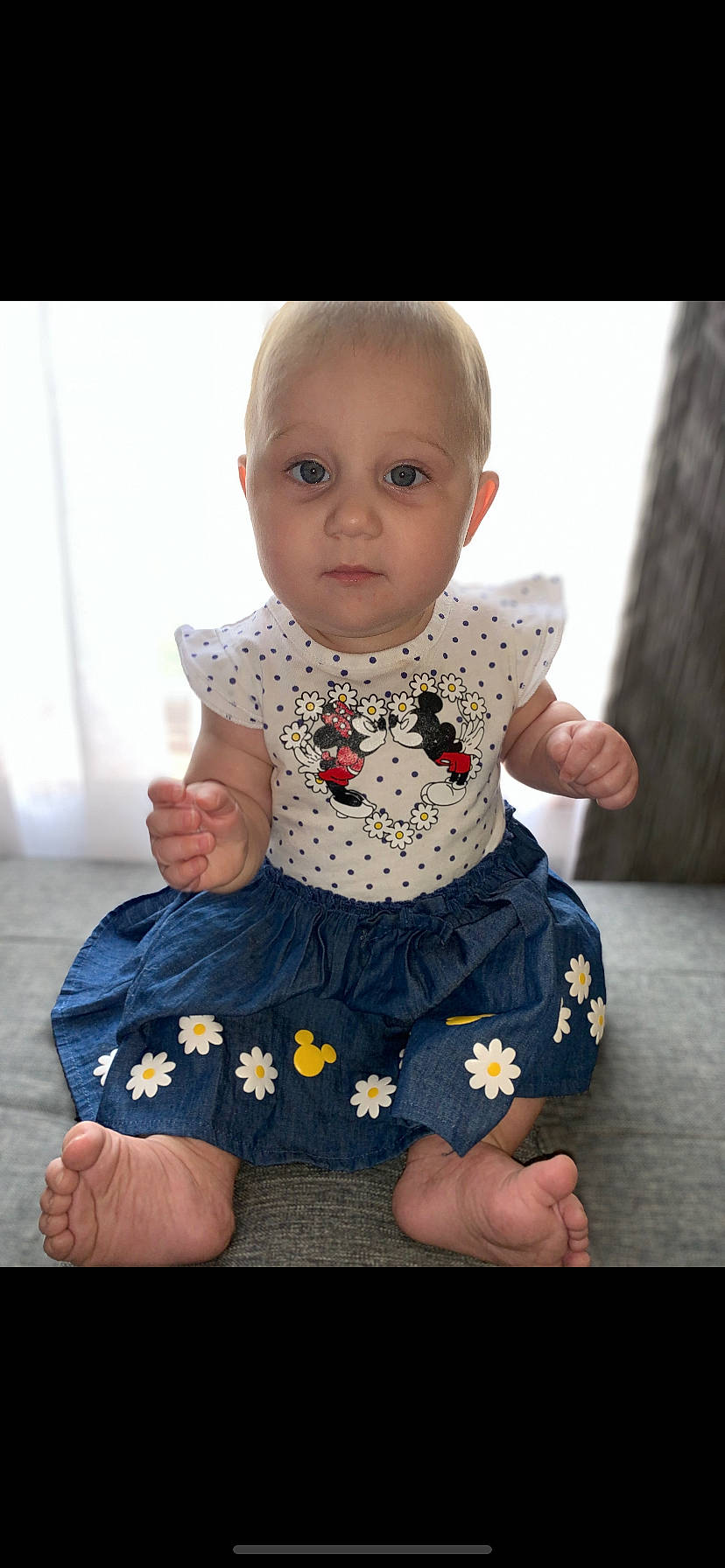 Danielle is registered to the contest to win money with this photo: baby, baby_toddler_clothing, child, design, dress, pattern, person, sitting, sleeve, smile, textile, toddler