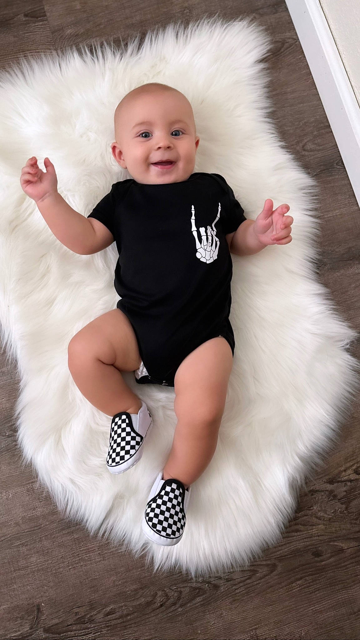 Jett joined the competition — help win amazing prizes! baby, baby_toddler_clothing, black, child, dress, face, facial_expression, flash_photography, fun, hairstyle, happy, head, joy, leg, mammal, person, pink, skin, sleeve, smile