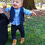 Ousayd participe au concours pour gagner de l'argent avec cette photo : toddler, child, grass, tree, park, outdoor, person, blue_shirt, vest, boots, smile, happy, nature, daylight, standing, adult_hand, greenery, casual_clothing, young_child, sunlight