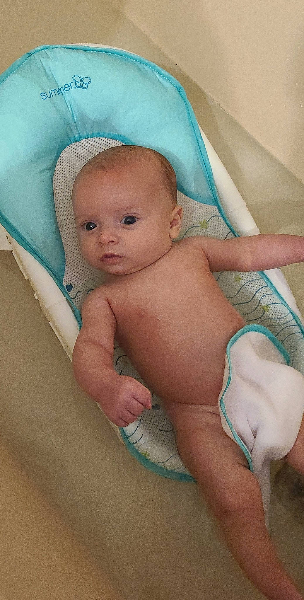 Aspen joined the competition — help win amazing prizes! baby, bathing, cheek, child, diaper, eye, head, person, skin, stomach, toddler