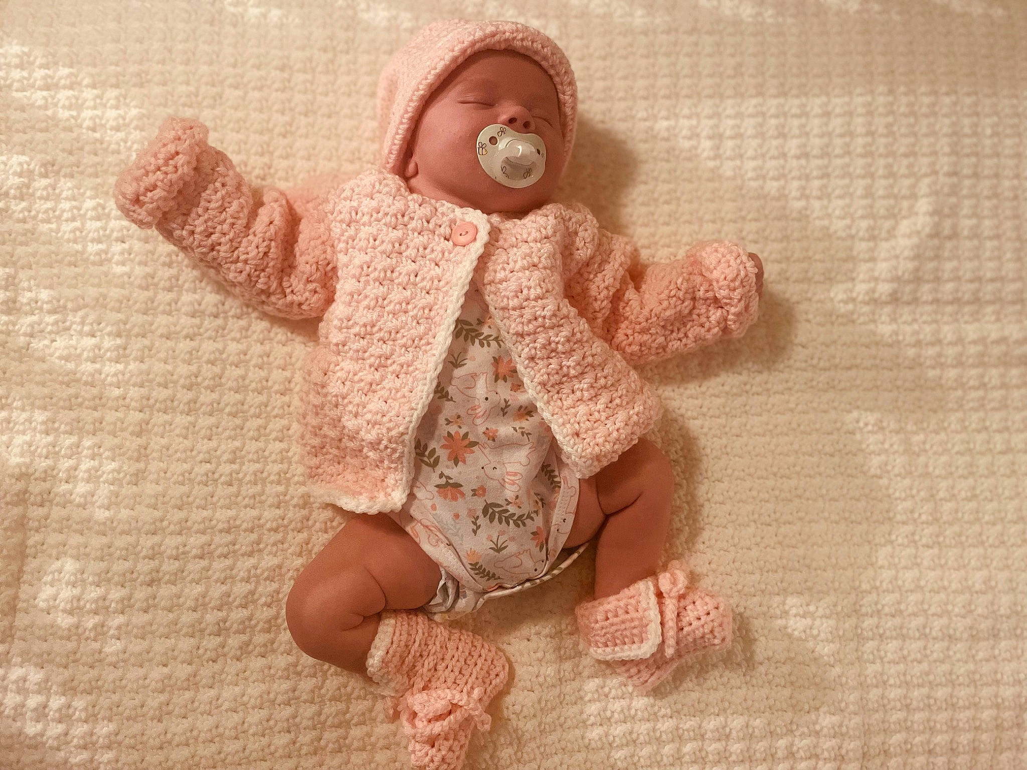 Madison joined the competition — help win amazing prizes! art, baby_toddler_clothing, baby_toys, beige, craft, creative_arts, doll, fashion_accessory, fawn, fur, linens, pattern, peach, person, sleeve, stuffed_toy, toy, wood, wool, woolen