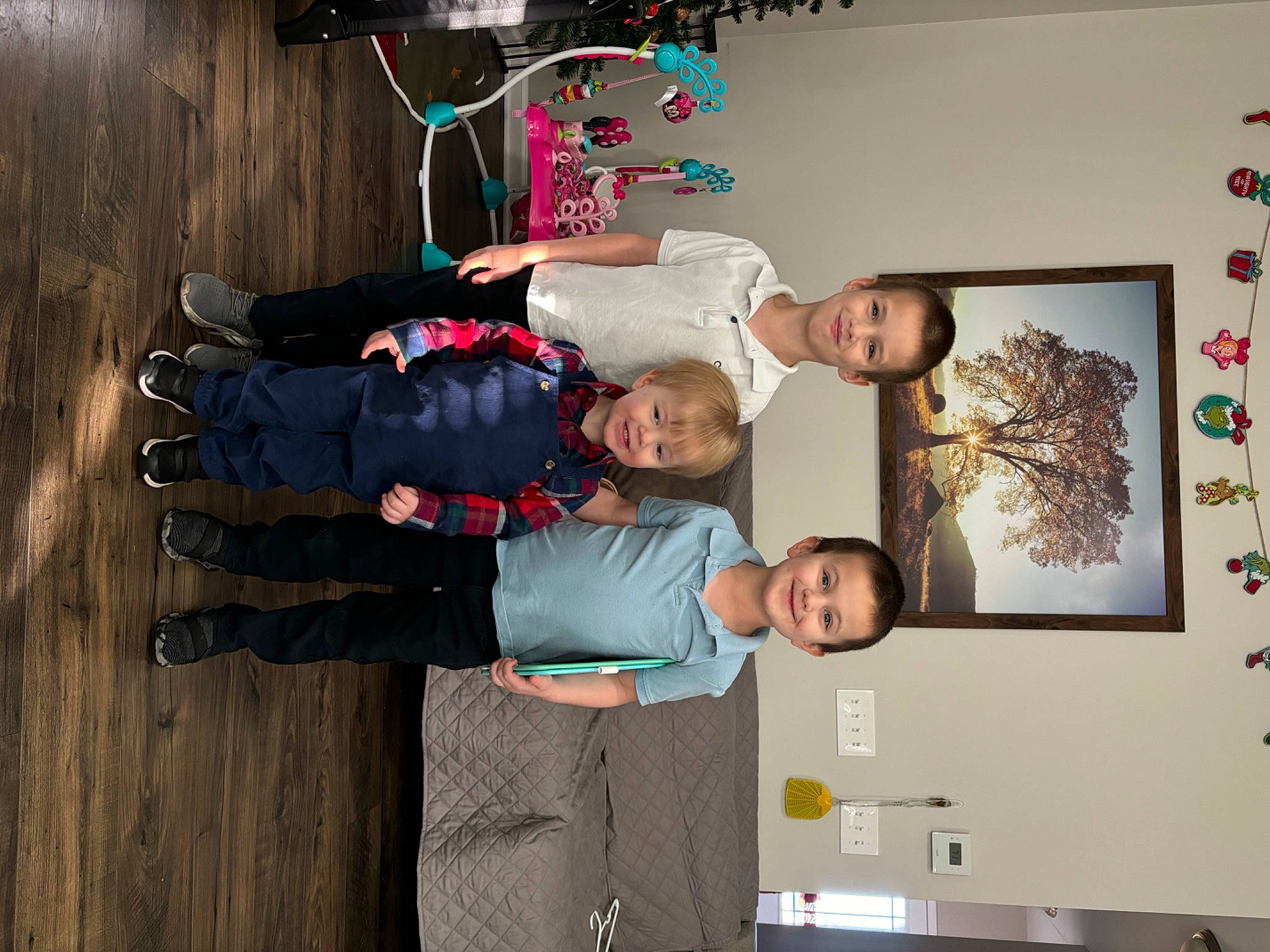 Cash joined the competition — help win amazing prizes! art, boot, child, event, fun, happy, holiday, joy, person, picture_frame, room, smile, toddler, tree, visual_arts, wood