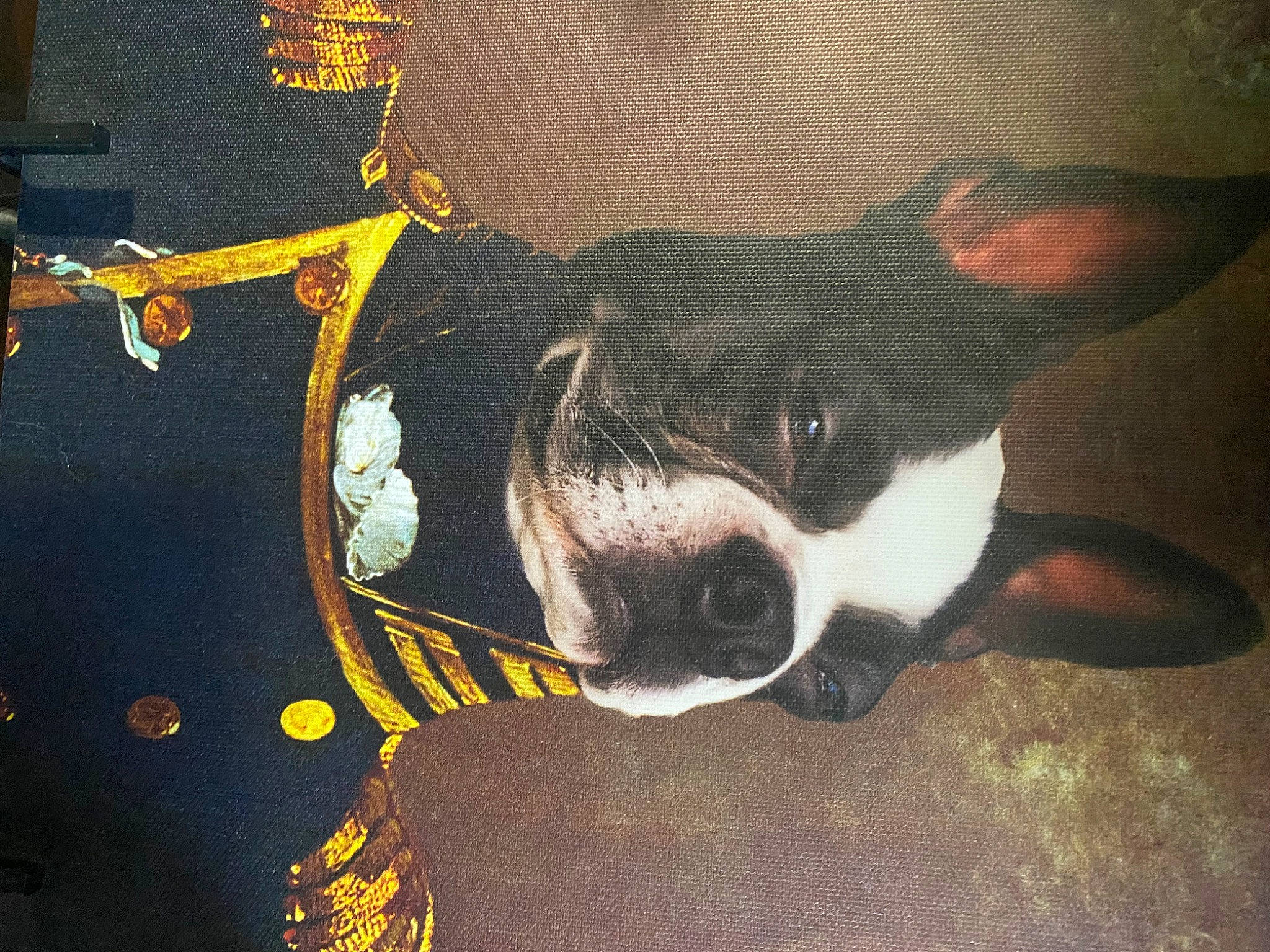 Piglet joined the competition — help win amazing prizes! art, boston_terrier, carmine, carnivore, companion_dog, dog, dog_breed, eyewear, fashion_accessory, fur, pattern, personal_protective_equipment, snout, square, tail, tints_and_shades, toy_dog, visual_arts, whiskers, working_animal