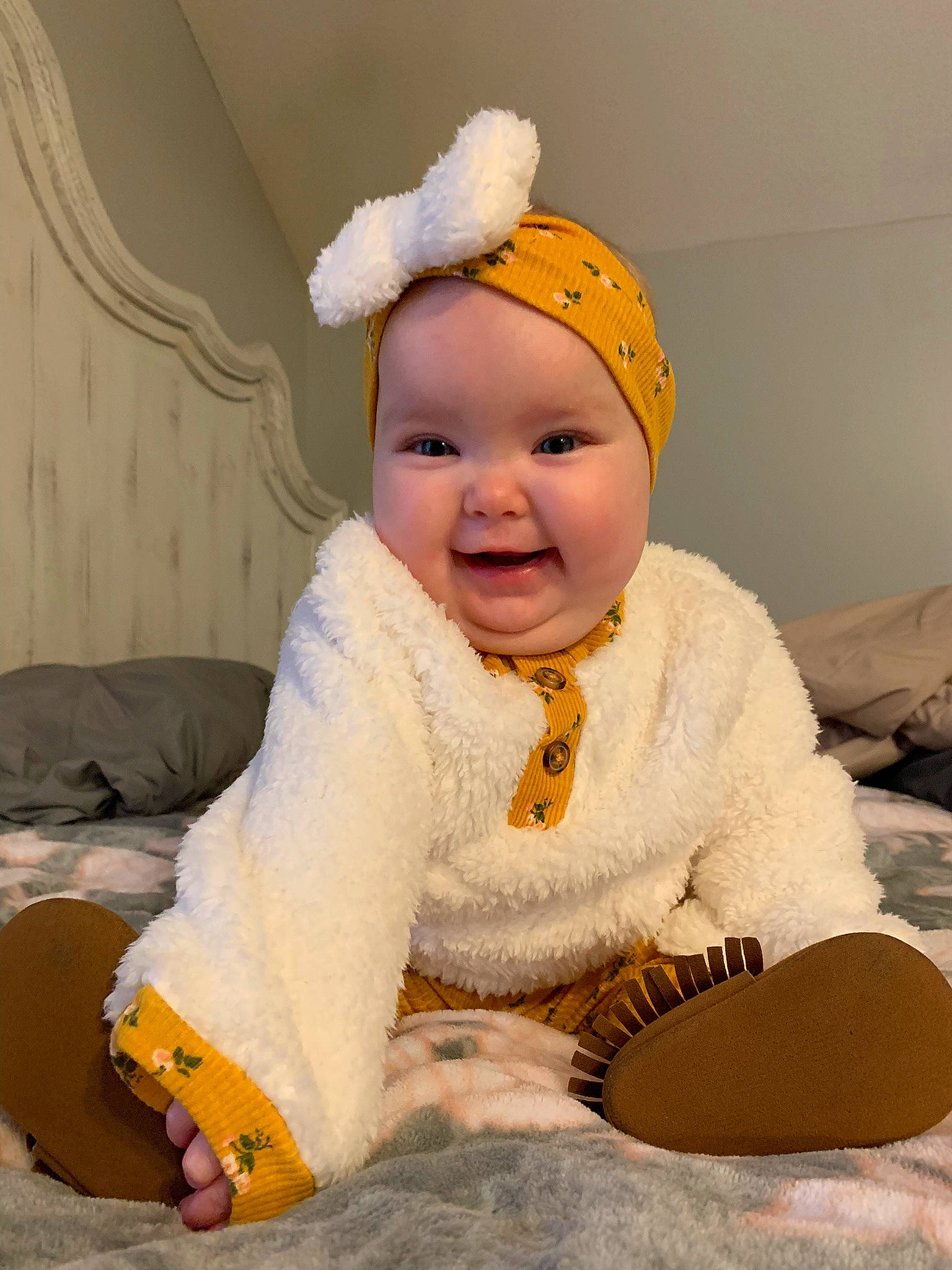 Lynnlie is registered to the contest to win money with this photo: baby, baby_laughing, baby_toddler_clothing, cap, cheek, chin, clothing, comfort, eye, face, fun, happy, head, headgear, headwear, human_body, joy, person, skin, sleeve