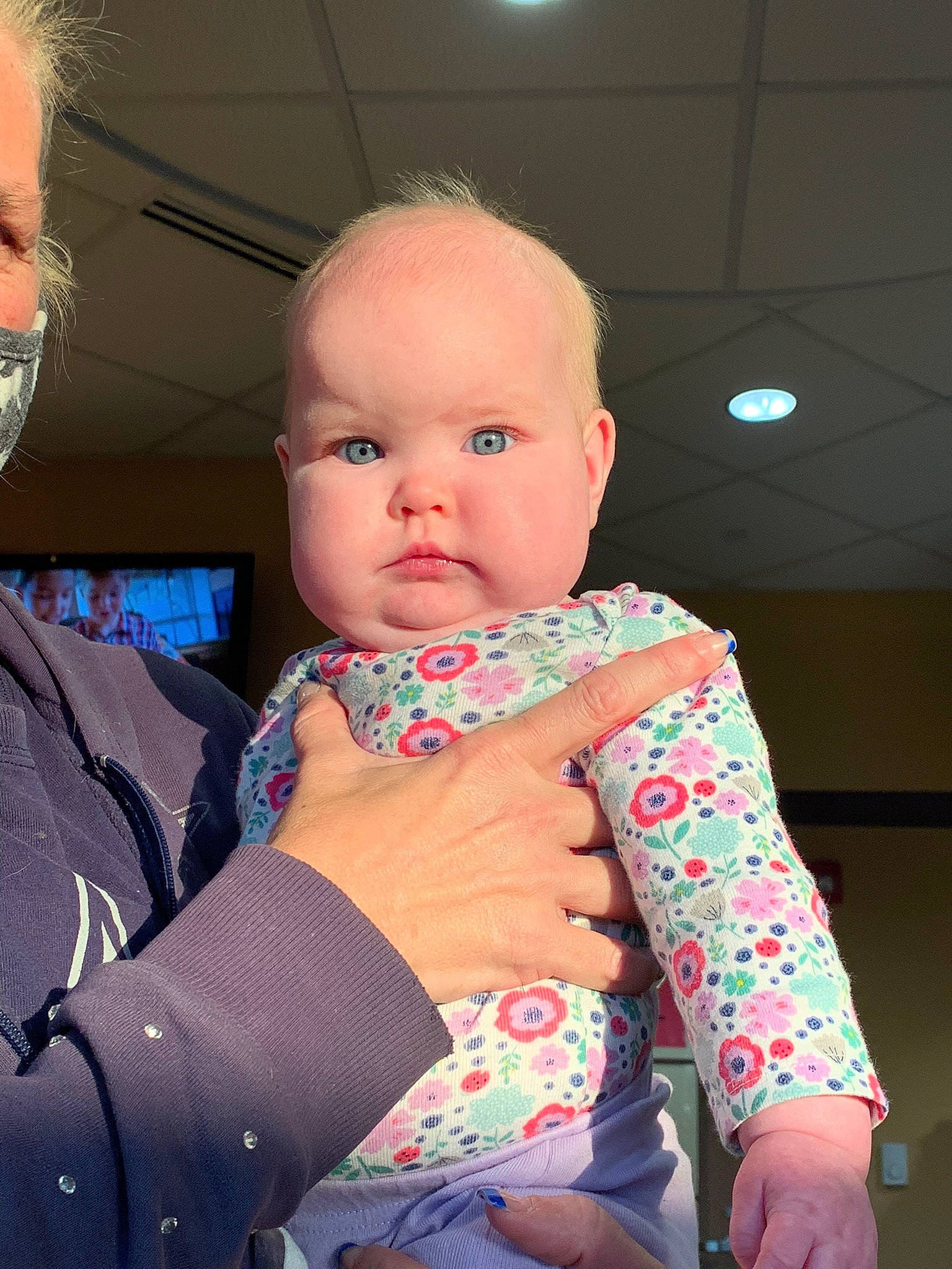 Lynnlie is registered to the contest to win money with this photo: abdomen, baby, baby_toddler_clothing, cheek, child, comfort, elbow, happy, iris, neck, pattern, person, pink, shoulder, sitting, skin, sleeve, t_shirt, thigh, toddler